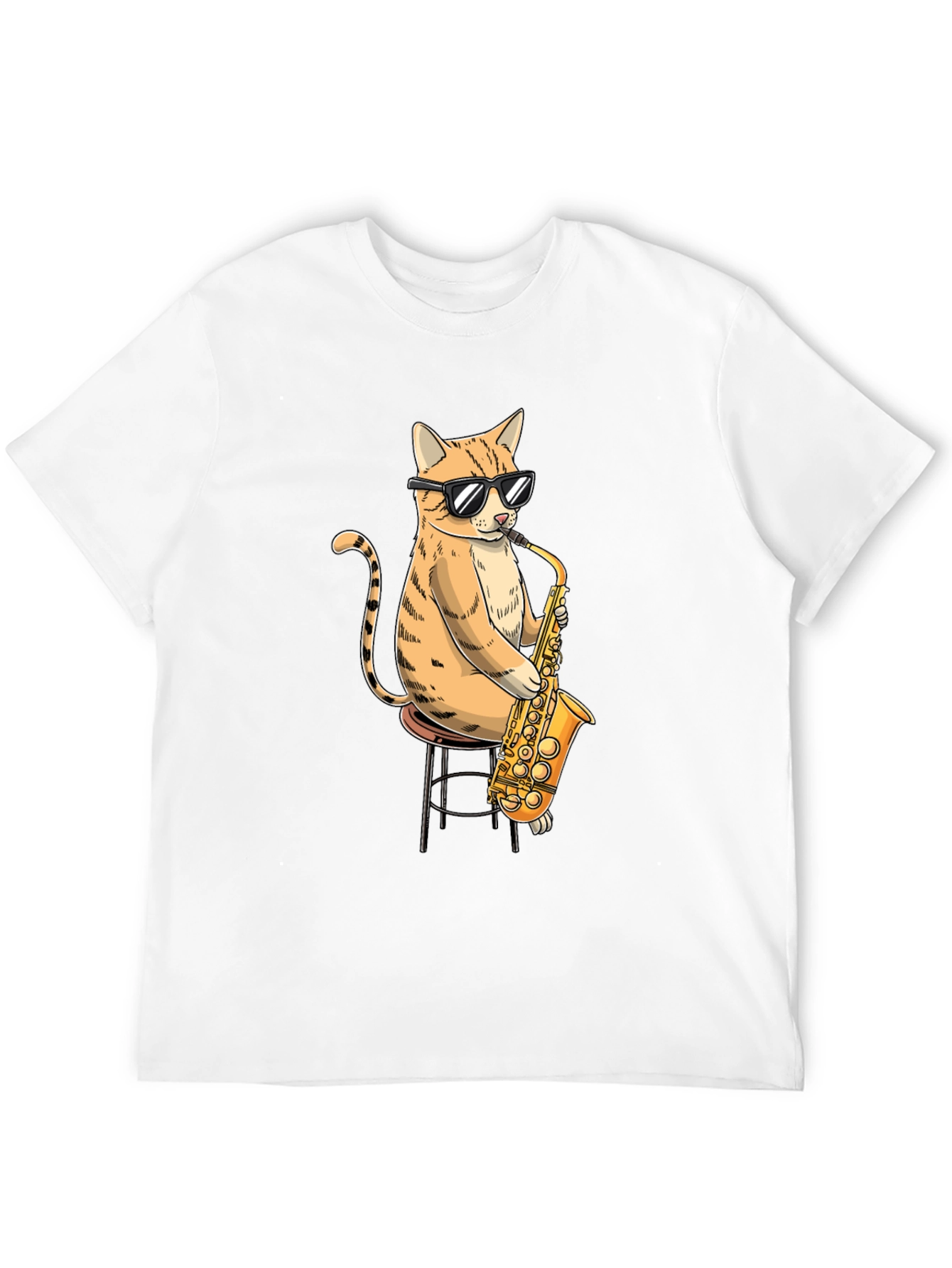 Cool Cat Saxophone Graphic T-Shirt