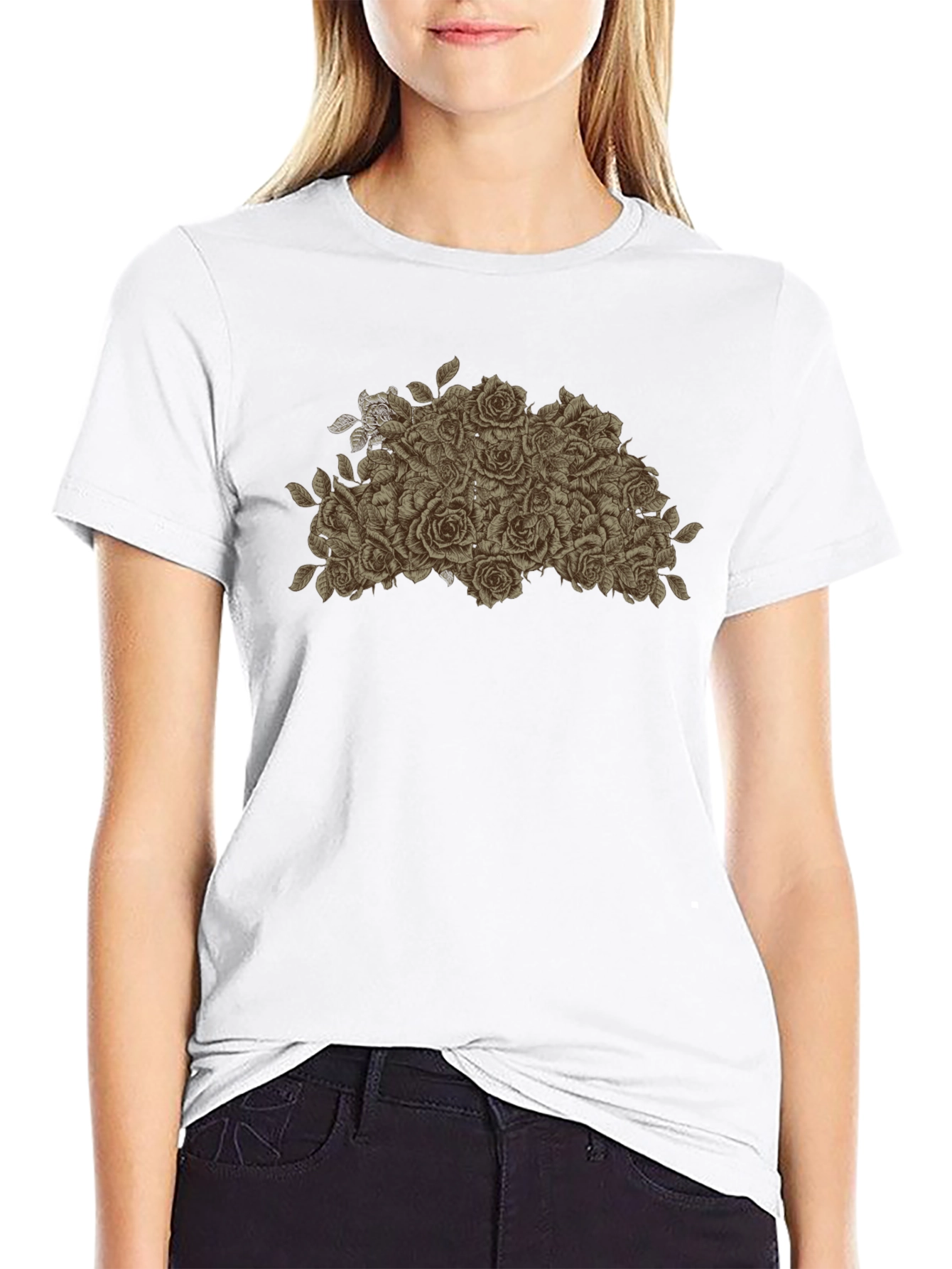 Rose Bouquet Graphic Tee - Stylish Floral Design