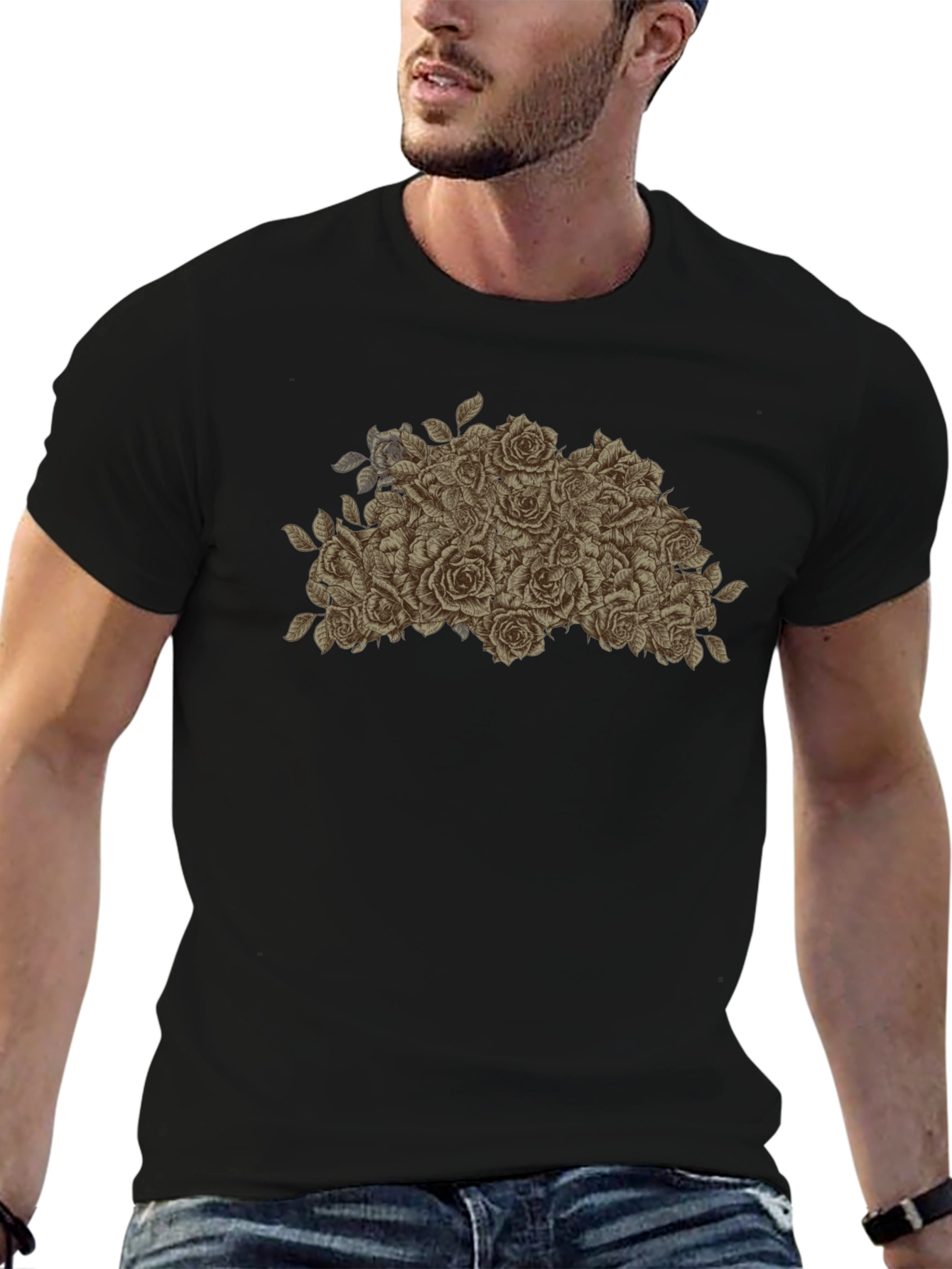 Rose Bouquet Graphic Tee - Stylish Floral Design