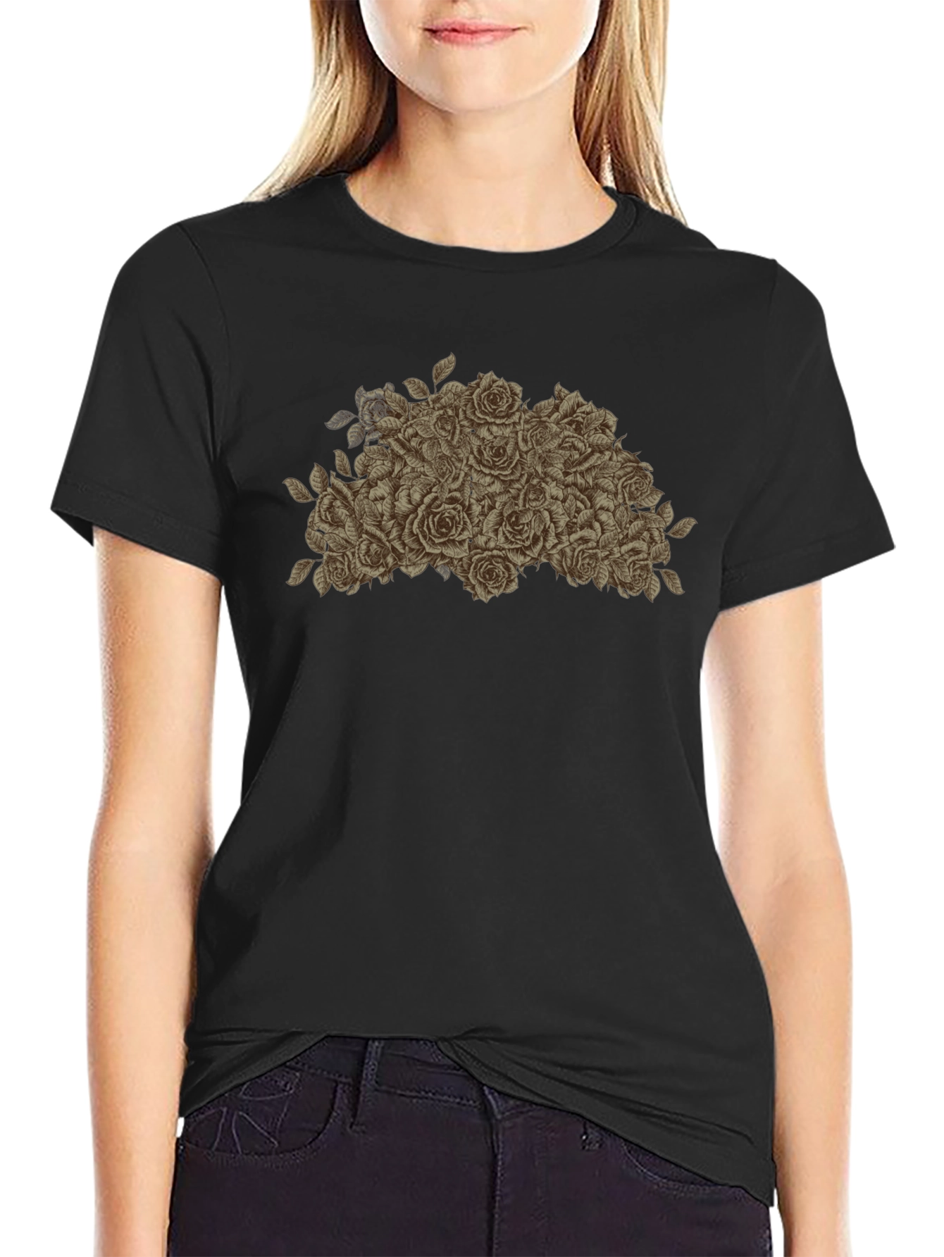 Rose Bouquet Graphic Tee - Stylish Floral Design