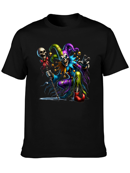 Creepy Jester Graphic Tee - Black Cotton Blend Shirt