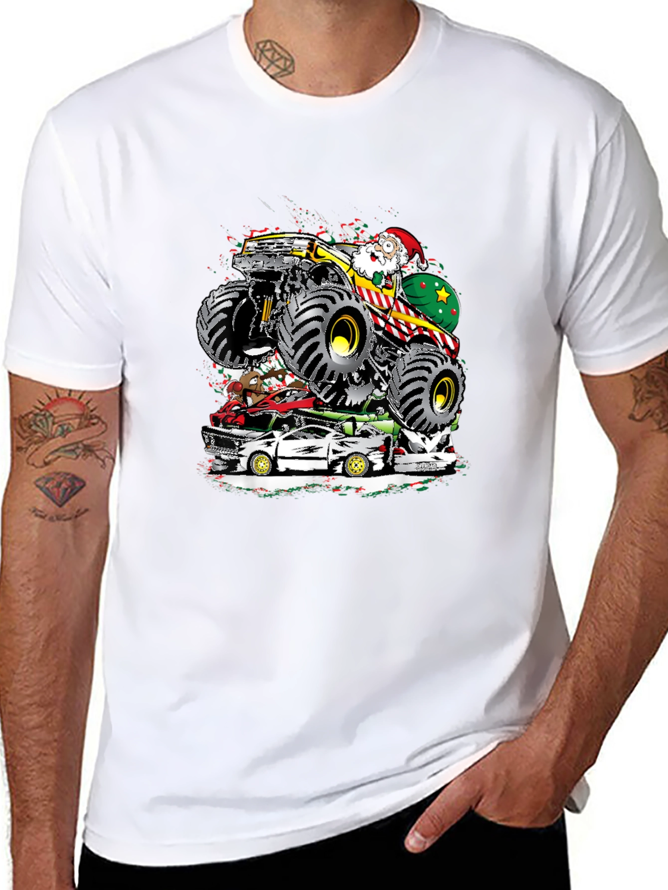 Monster Truck Santa T-Shirt - Holiday Gift