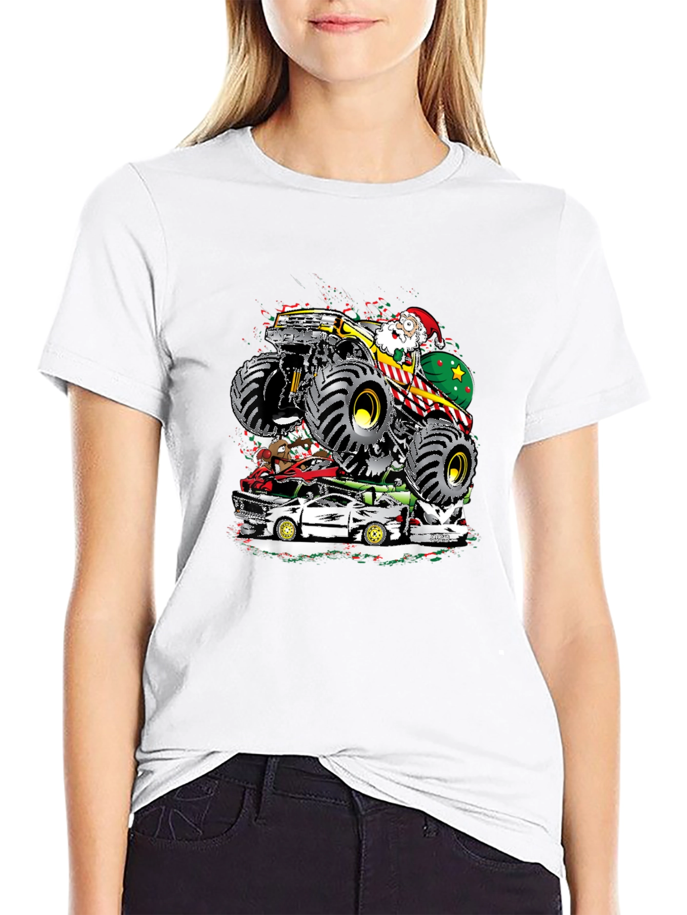 Monster Truck Santa T-Shirt - Holiday Gift