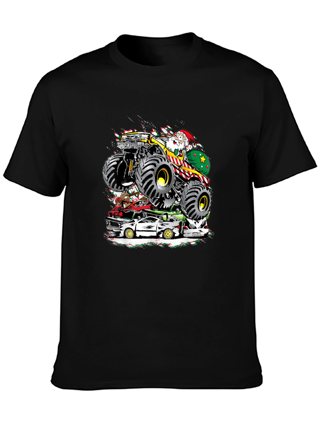 Monster Truck Santa T-Shirt - Holiday Gift