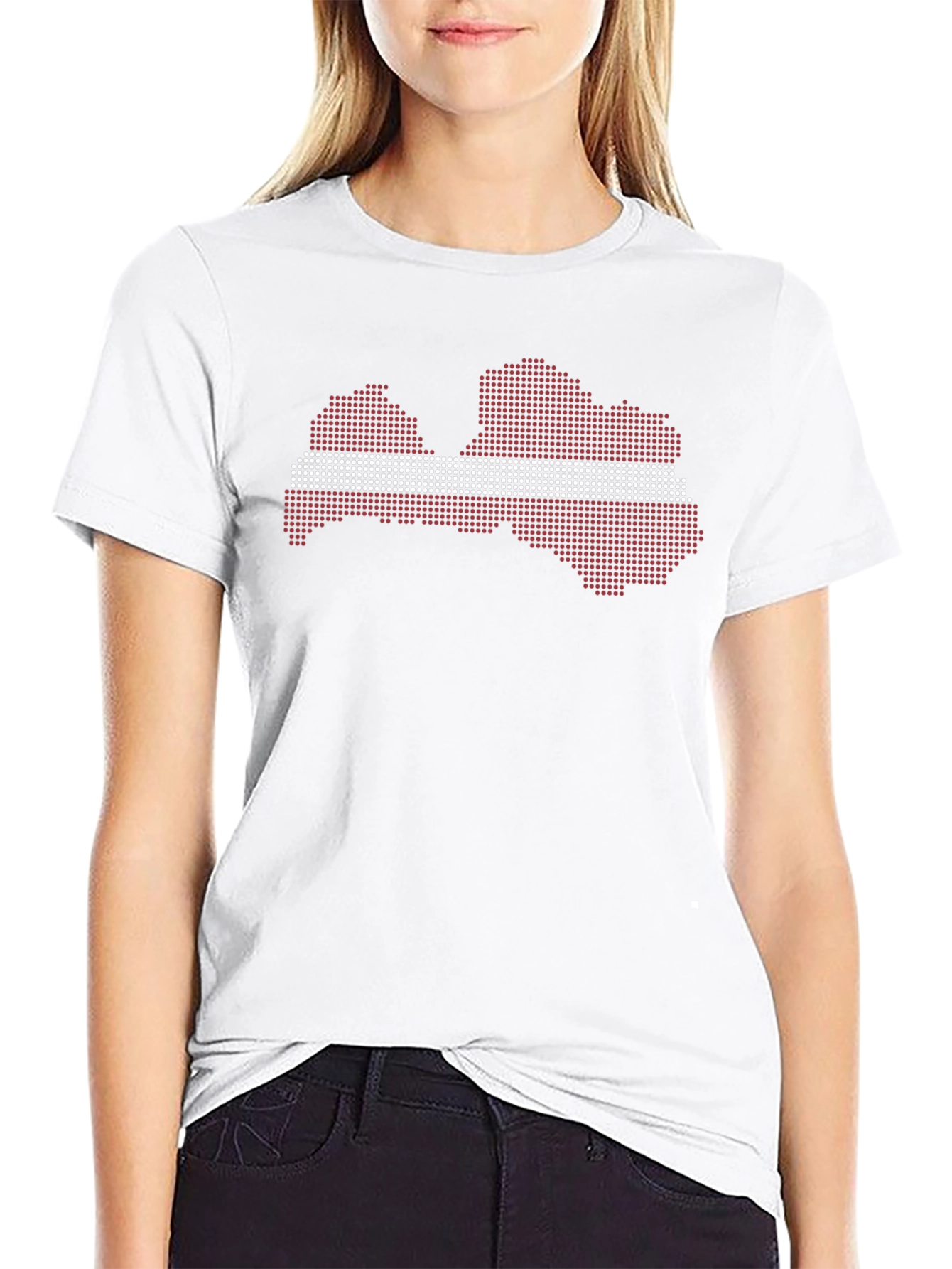 Latvia Flag Map T-Shirt - Black Crew Neck Tee