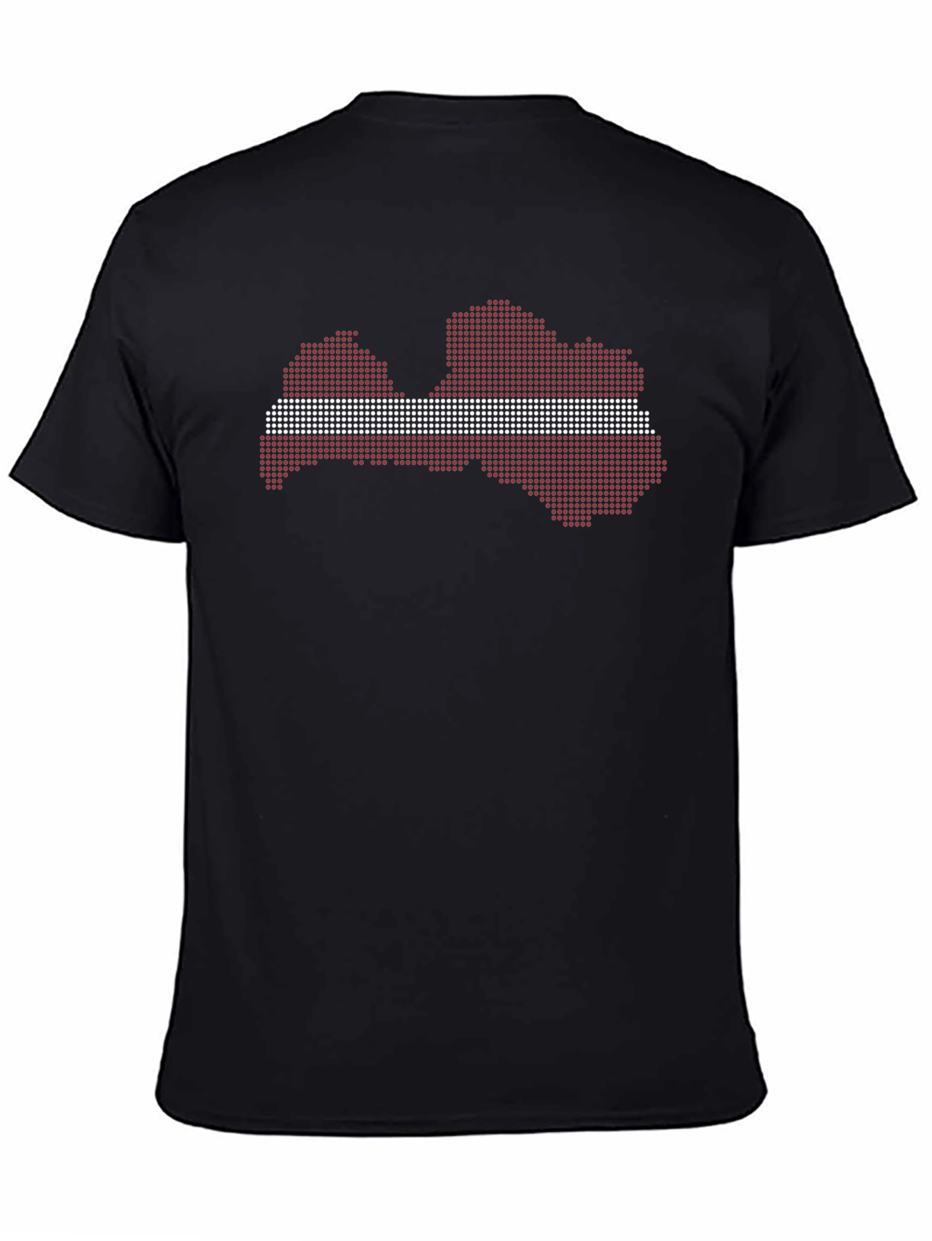 Latvia Flag Map T-Shirt - Black Crew Neck Tee