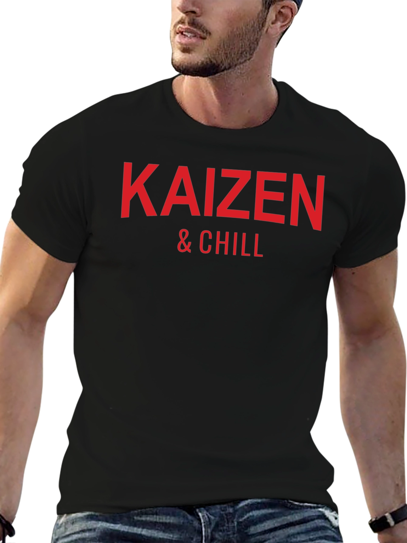 Kaizen & Chill Graphic Tee - Black Cotton T-Shirt