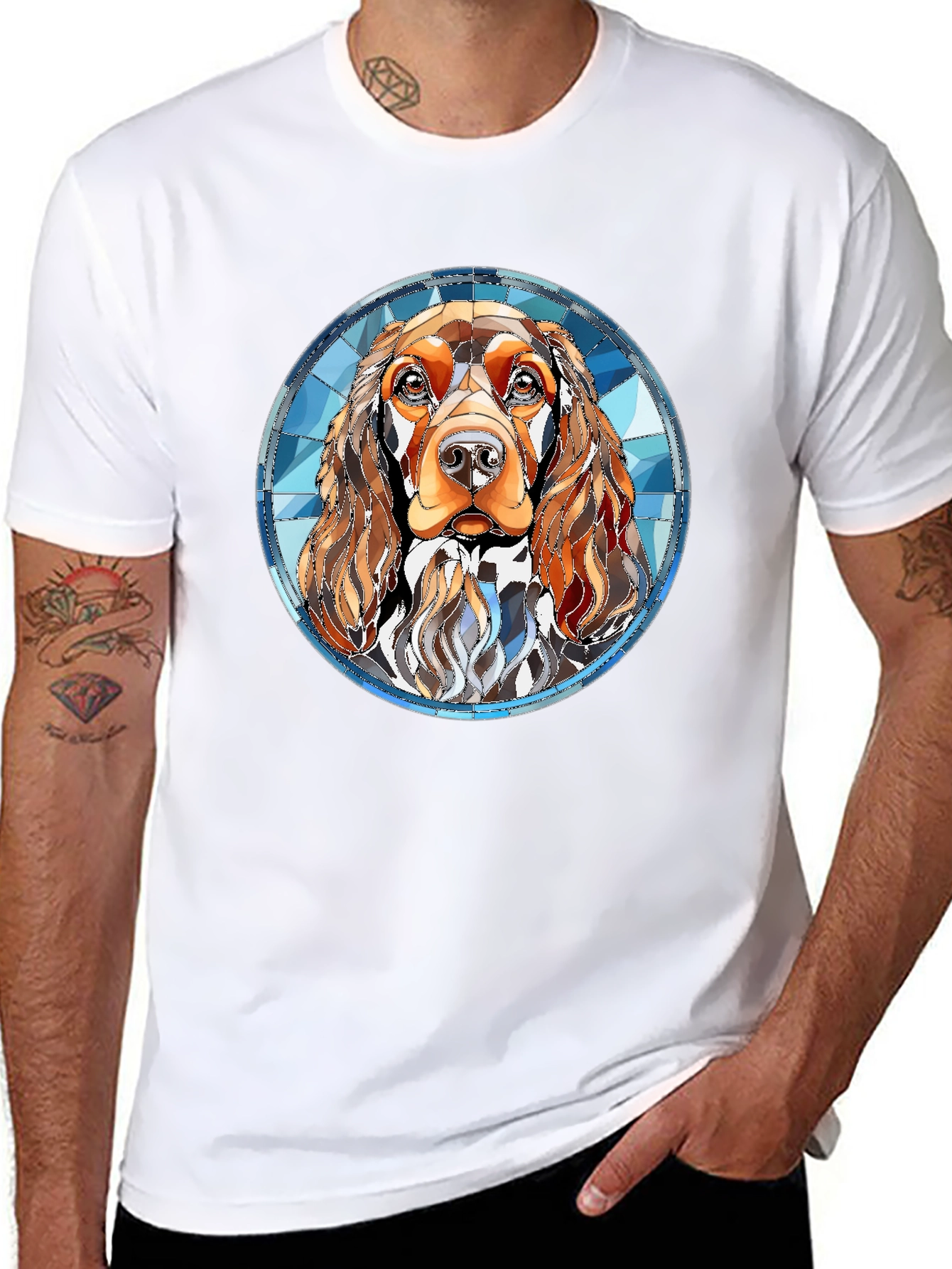 Cocker Spaniel Stained Glass Style T-Shirt
