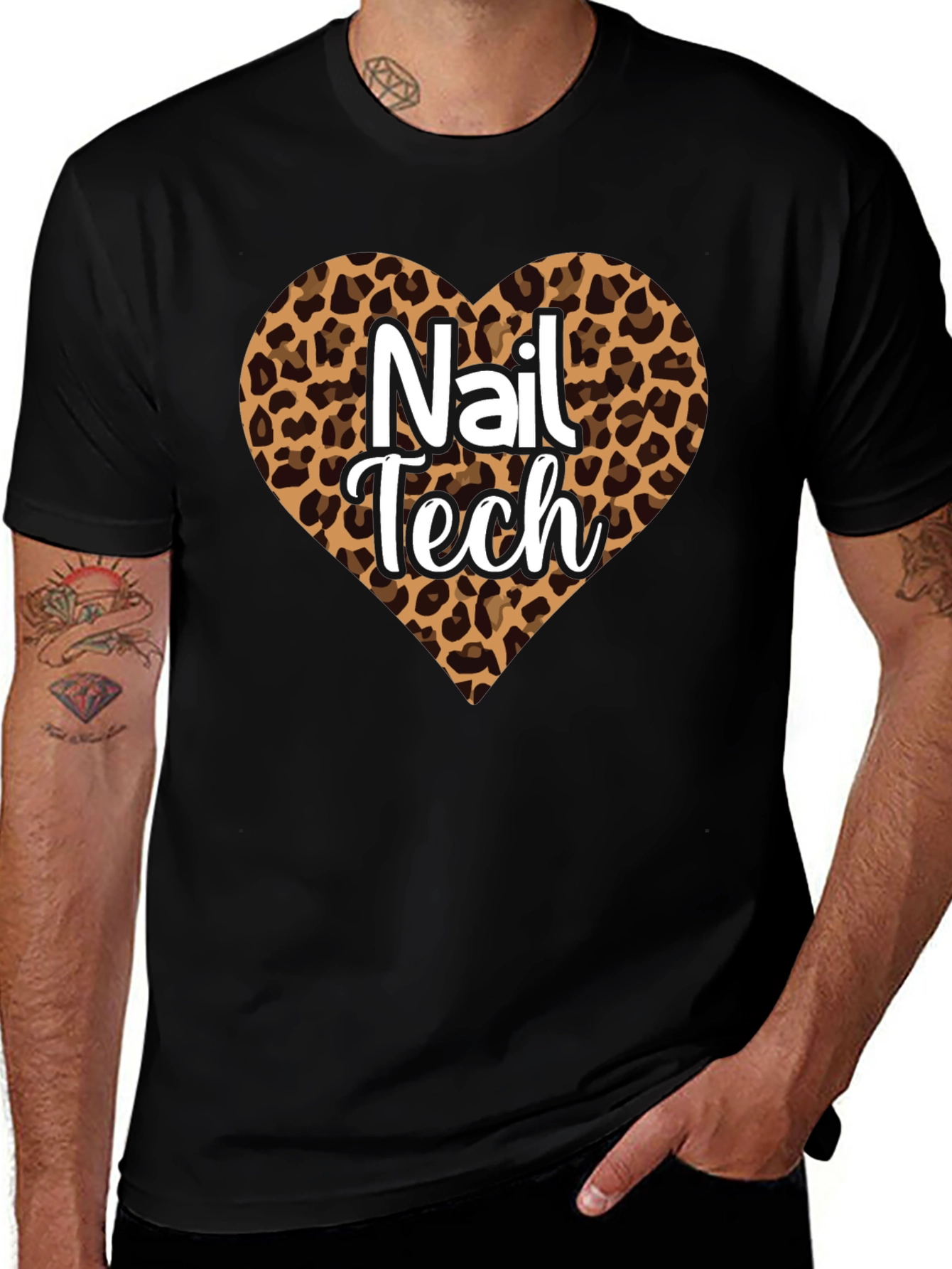 Nail Tech Leopard Heart T-Shirt