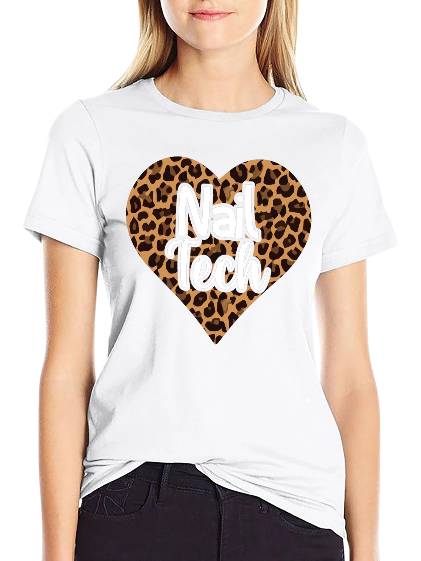Nail Tech Leopard Heart T-Shirt