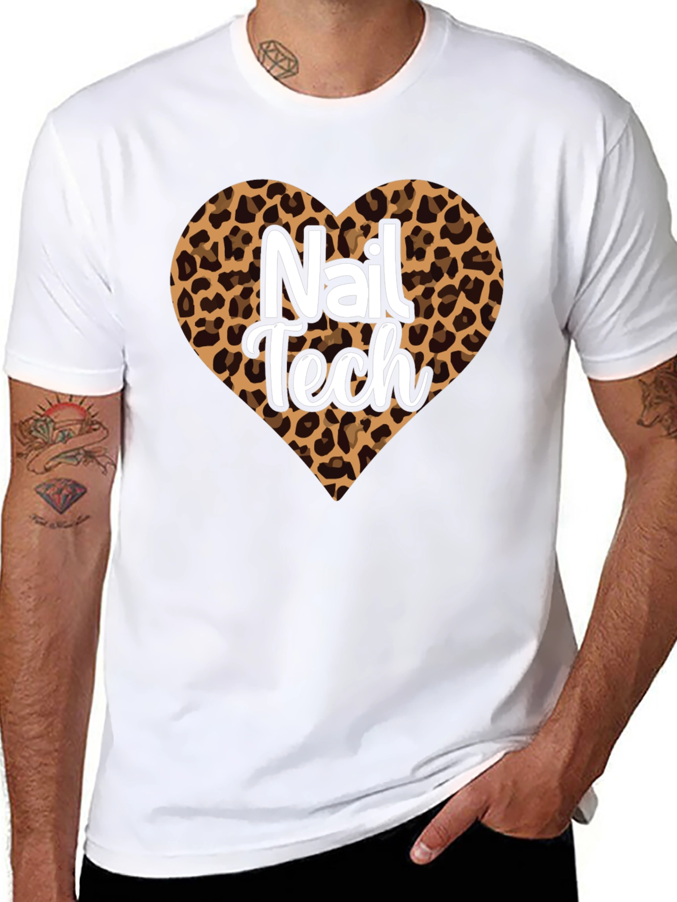 Nail Tech Leopard Heart T-Shirt