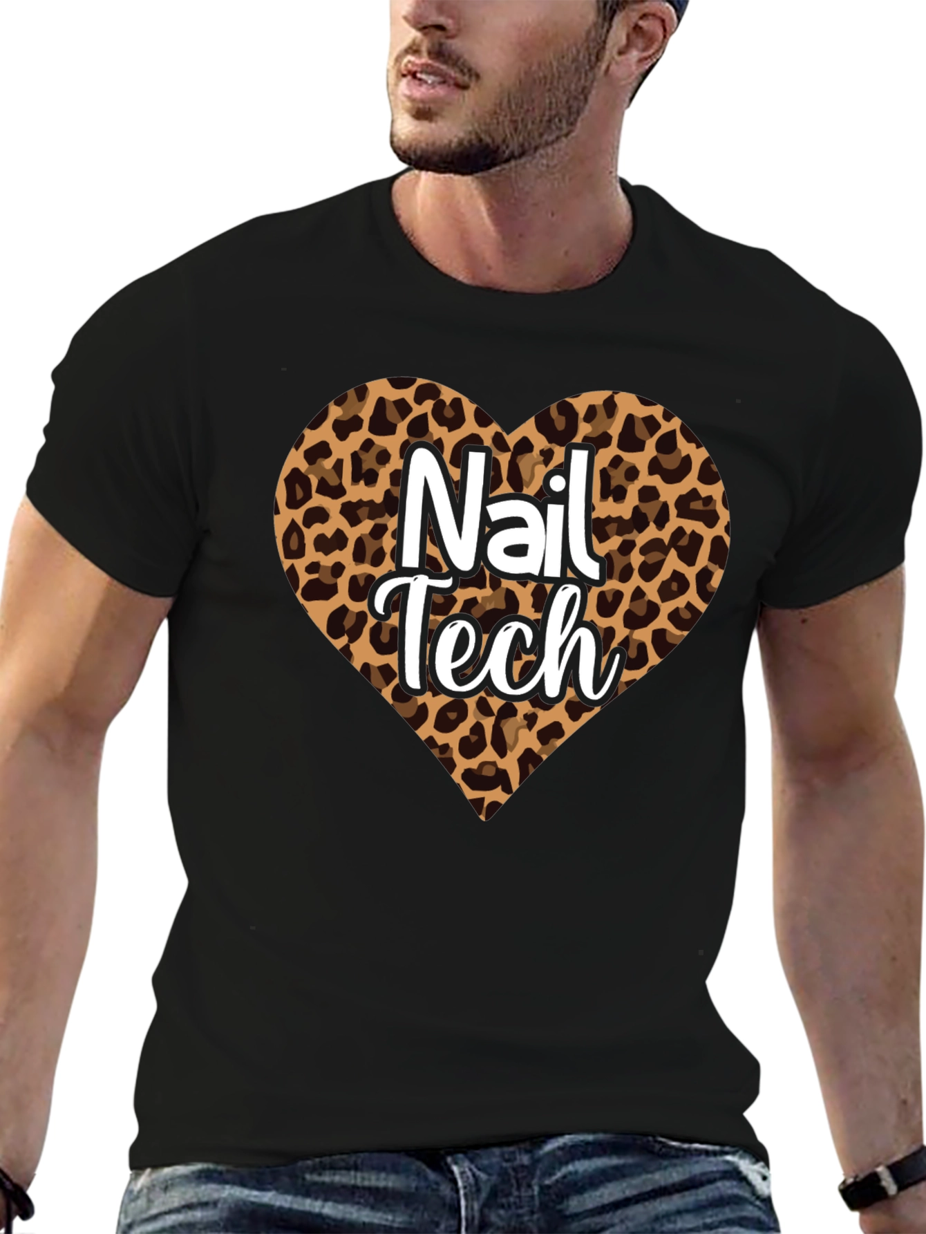 Nail Tech Leopard Heart T-Shirt