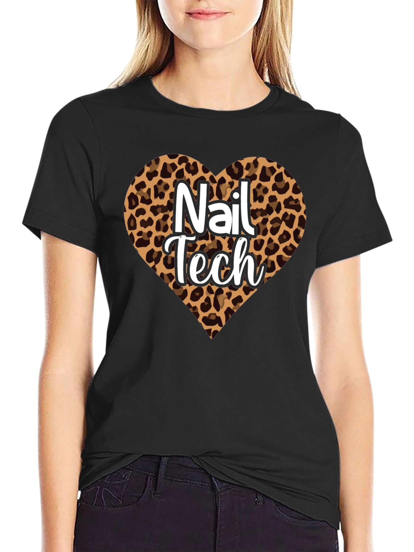 Nail Tech Leopard Heart T-Shirt