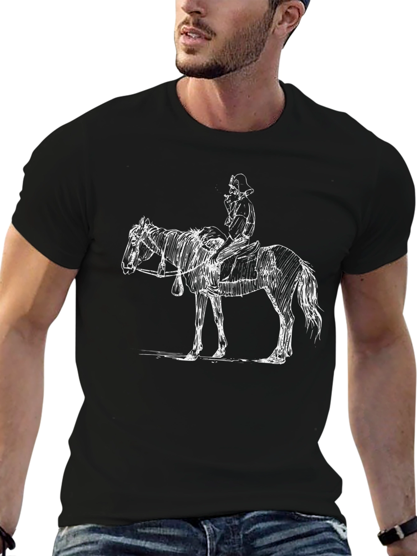 Cowboy Sketch Black T-Shirt