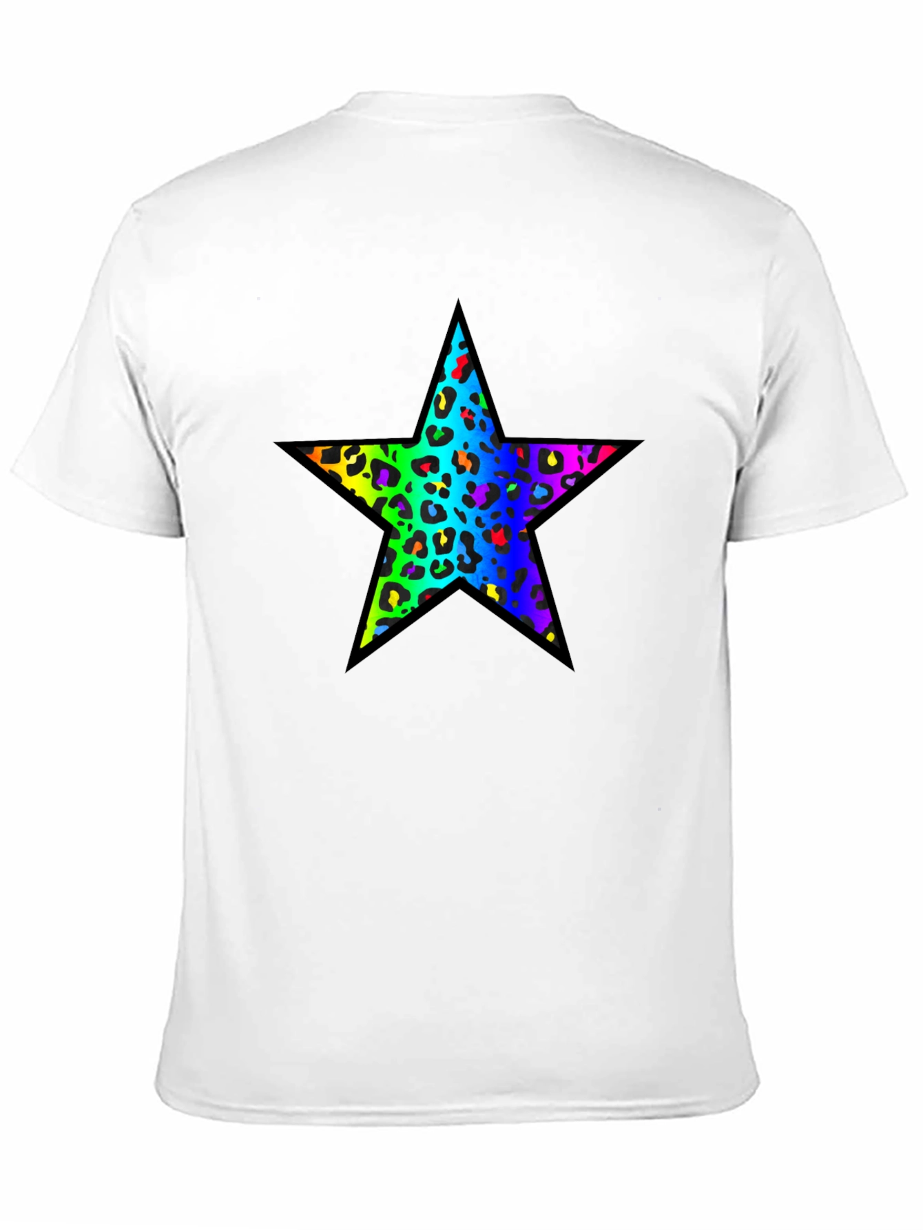 Rainbow Leopard Star Black T-Shirt