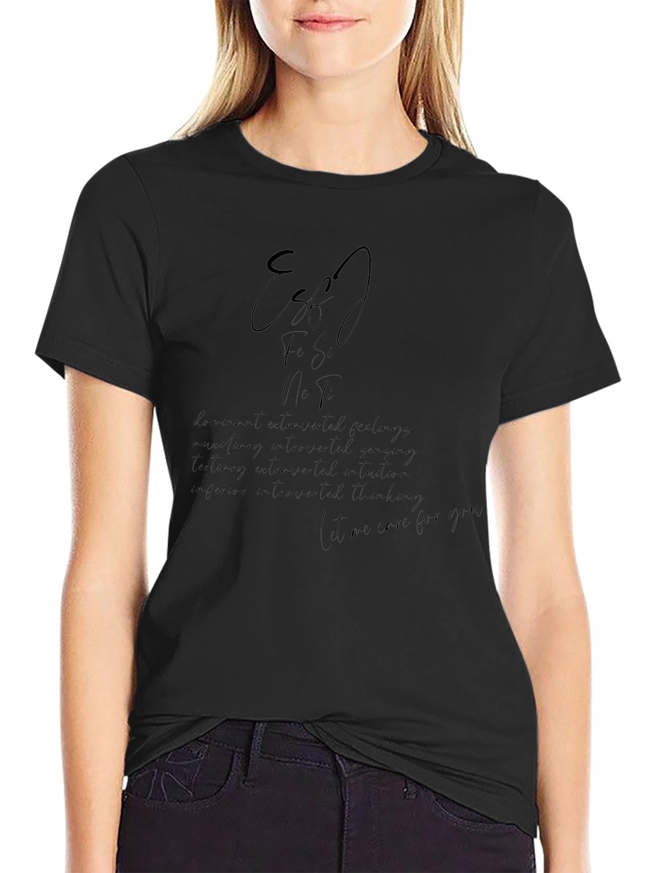 Stylish Black T-Shirt with Artistic Text Design