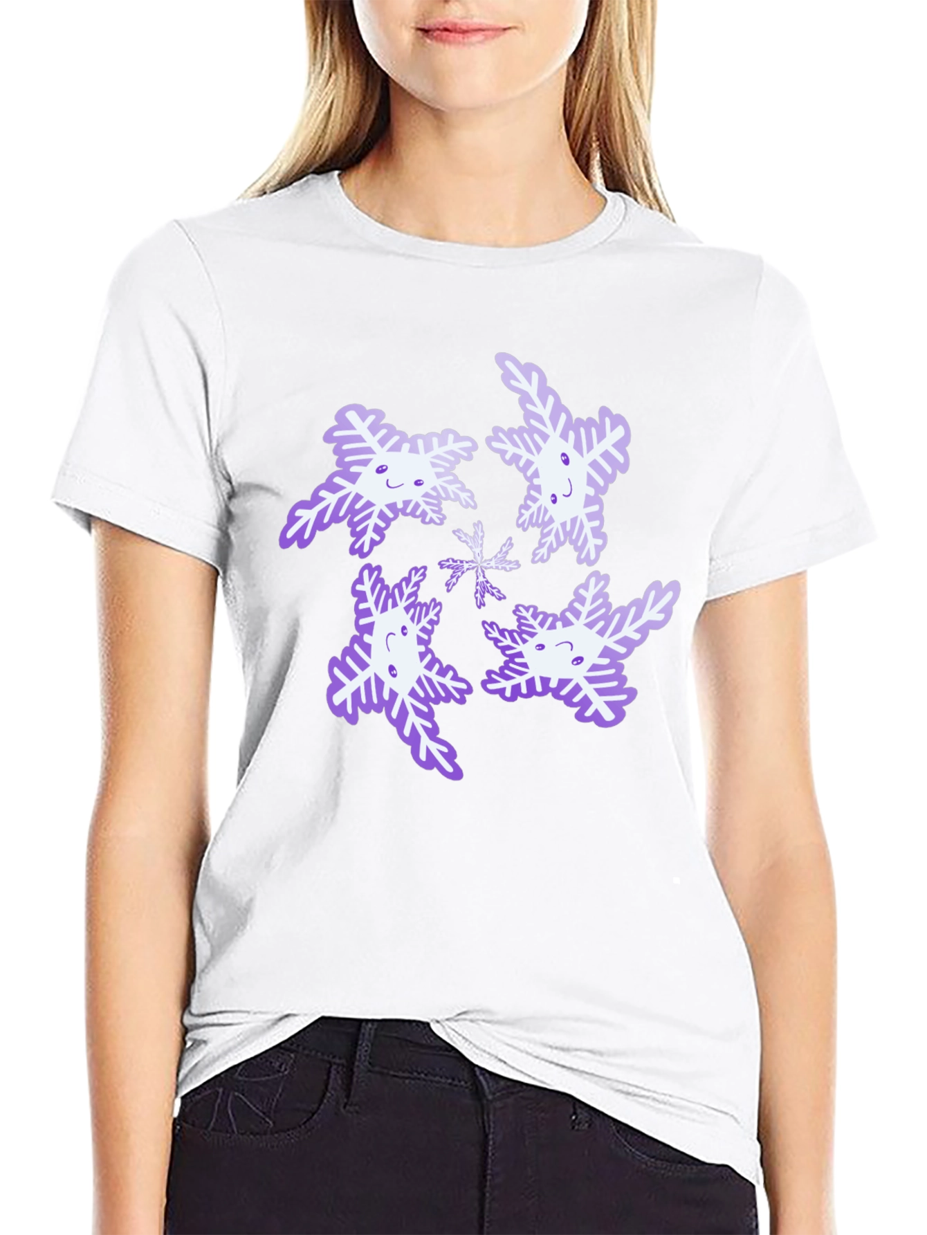 Snowflake Graphic Print Black T-Shirt