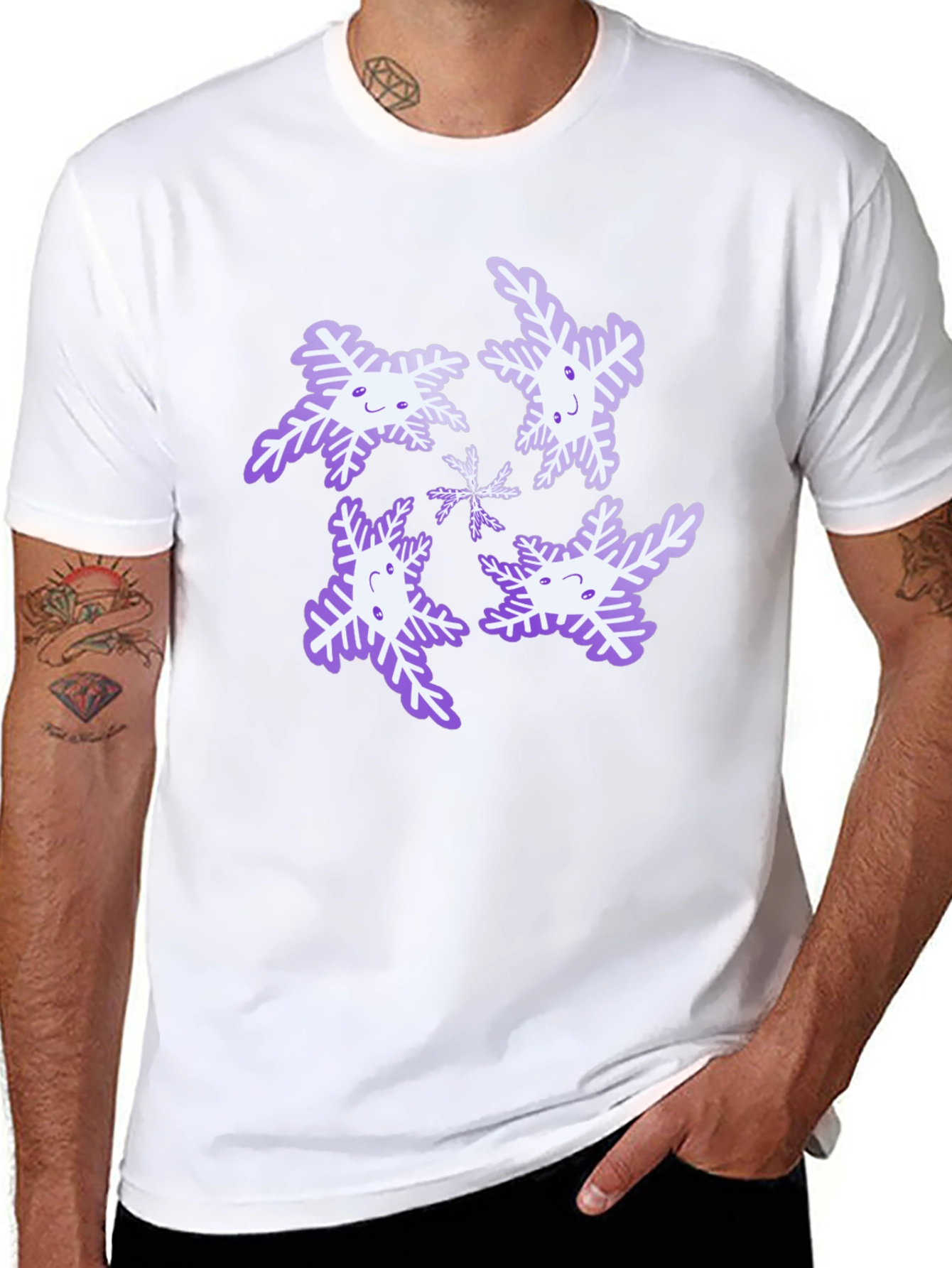 Snowflake Graphic Print Black T-Shirt