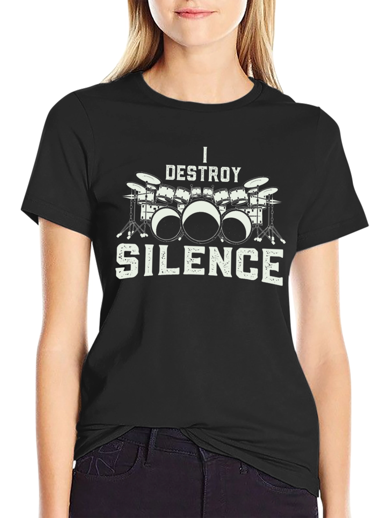 I Destroy Silence Drum Set Graphic T-Shirt