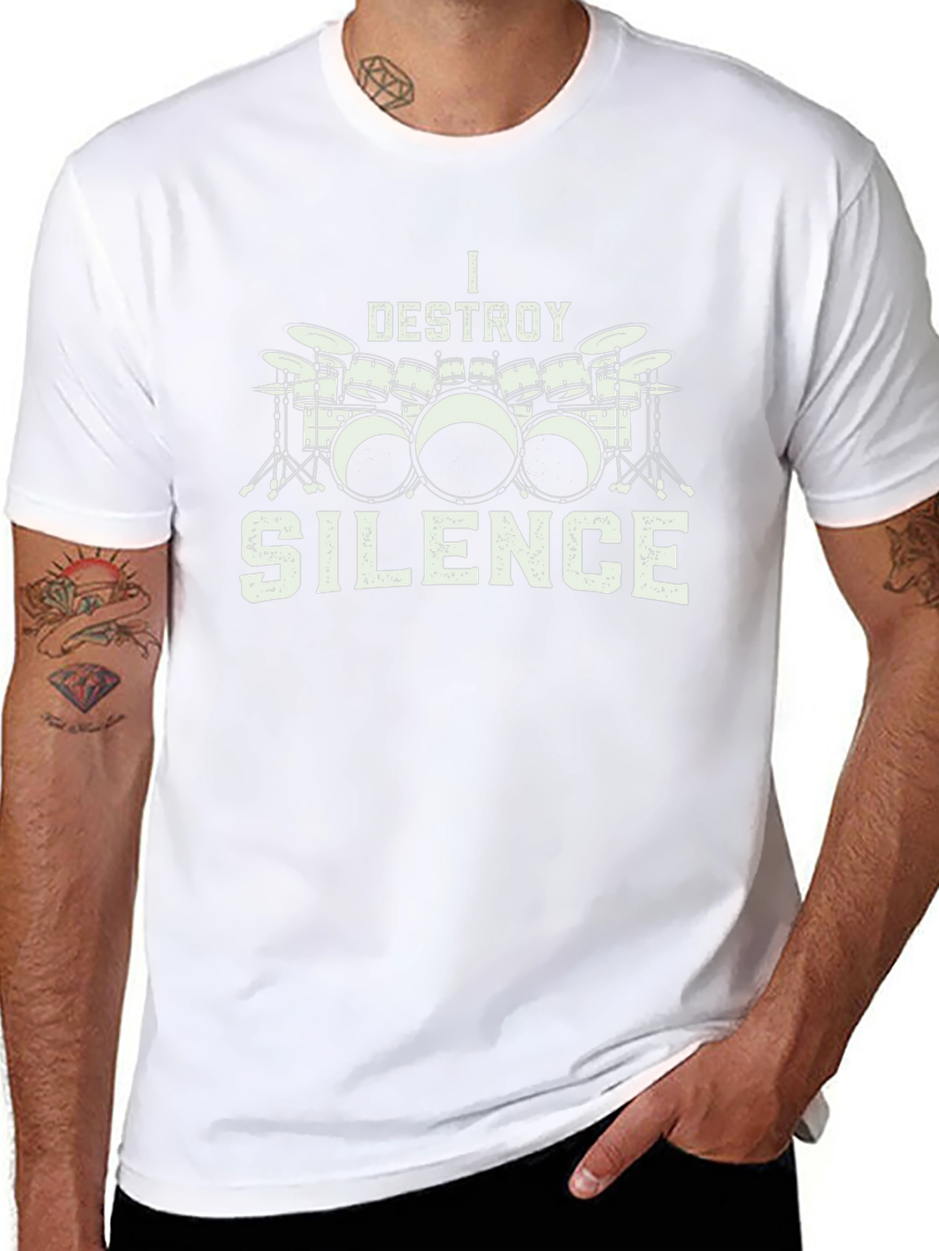 I Destroy Silence Drum Set Graphic T-Shirt