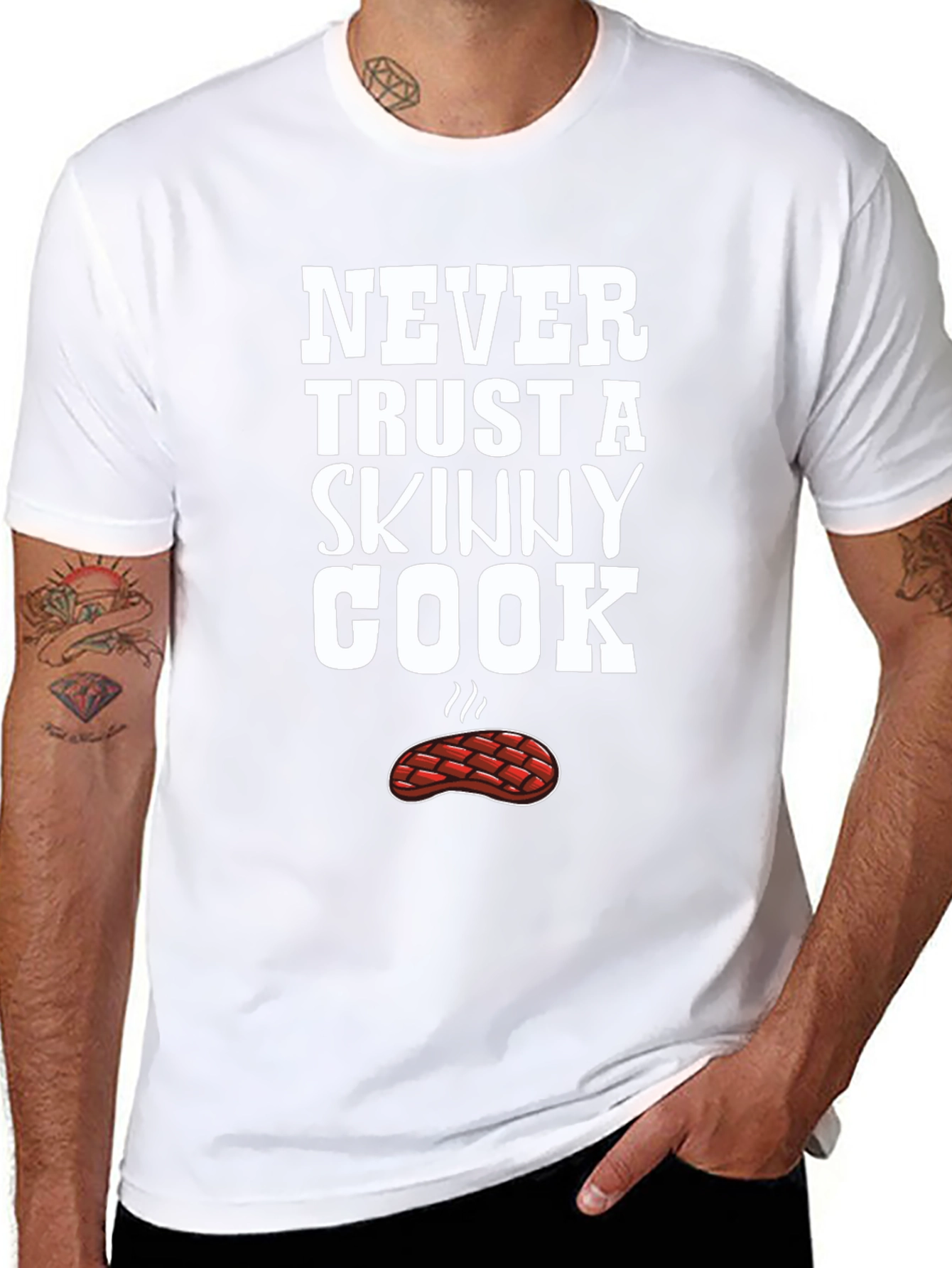 Funny Never Trust a Skinny Cook Black T-Shirt