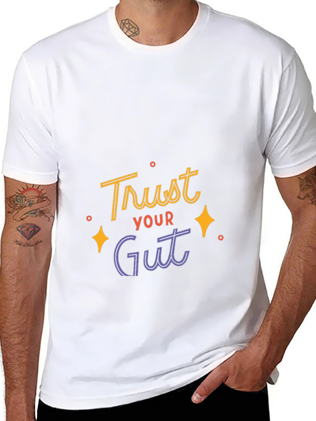 Trust Your Gut Graphic Tee - Black Casual T-Shirt