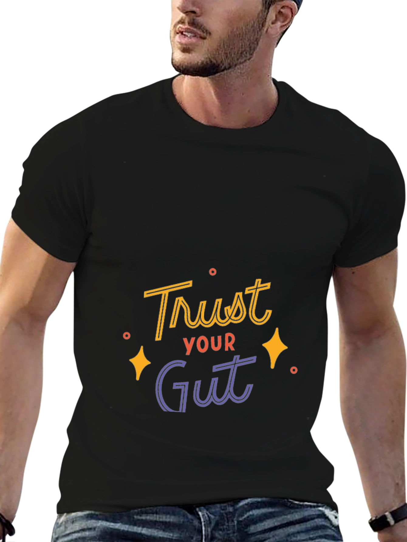 Trust Your Gut Graphic Tee - Black Casual T-Shirt