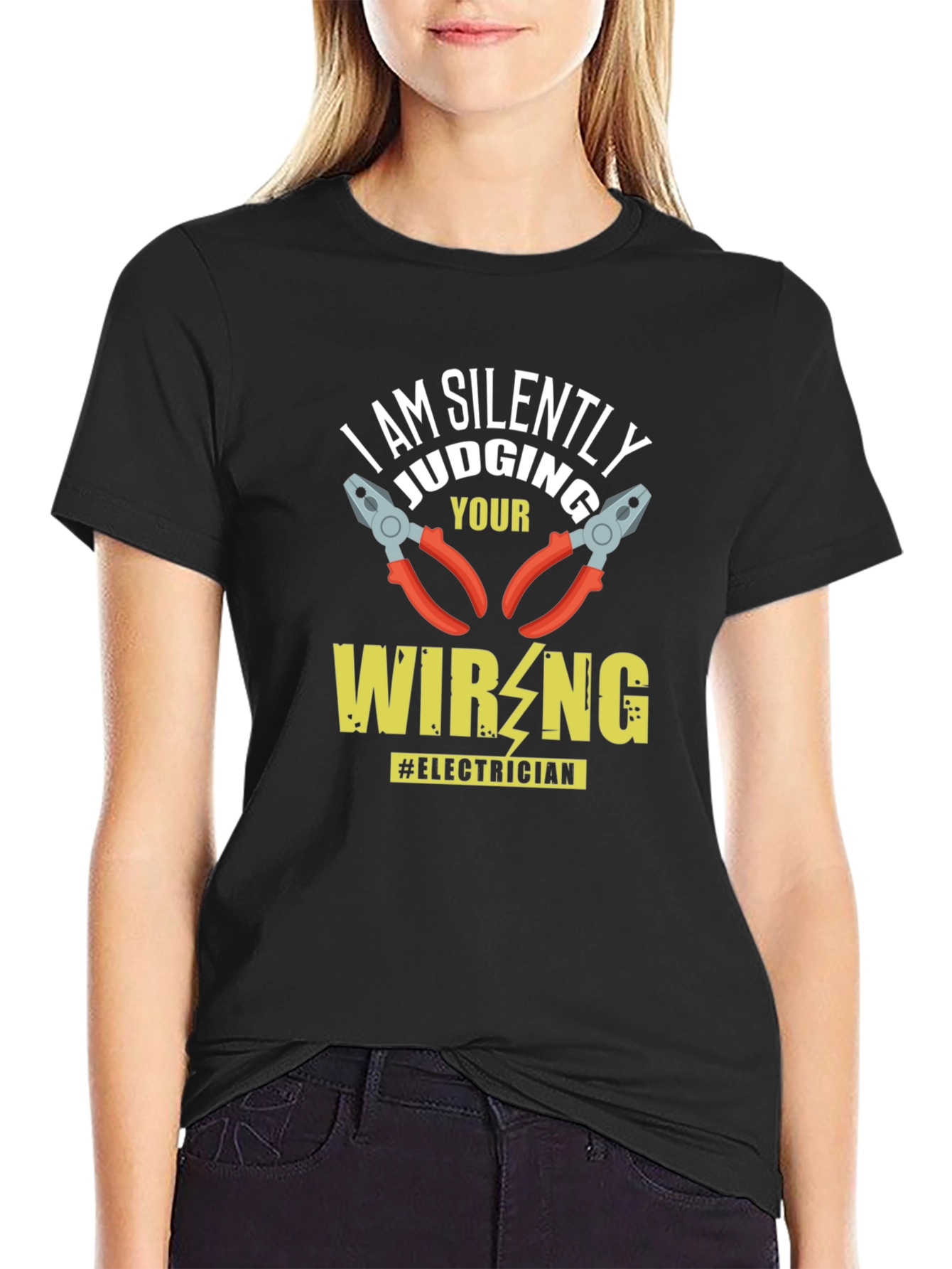 Electrician Humor T-Shirt - Silently Judging Your Wiring