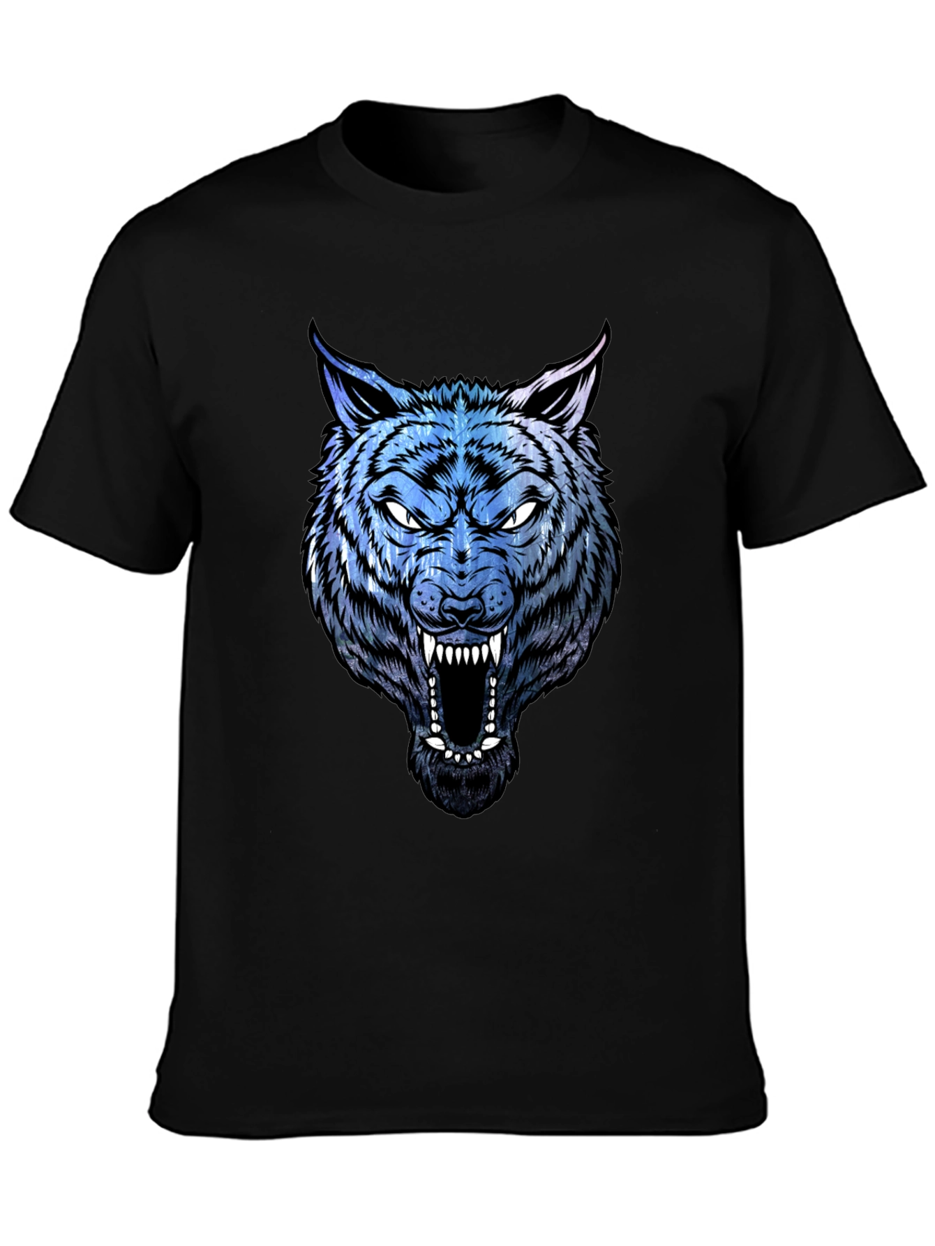 Mens Wolf Graphic Print Black T-Shirt