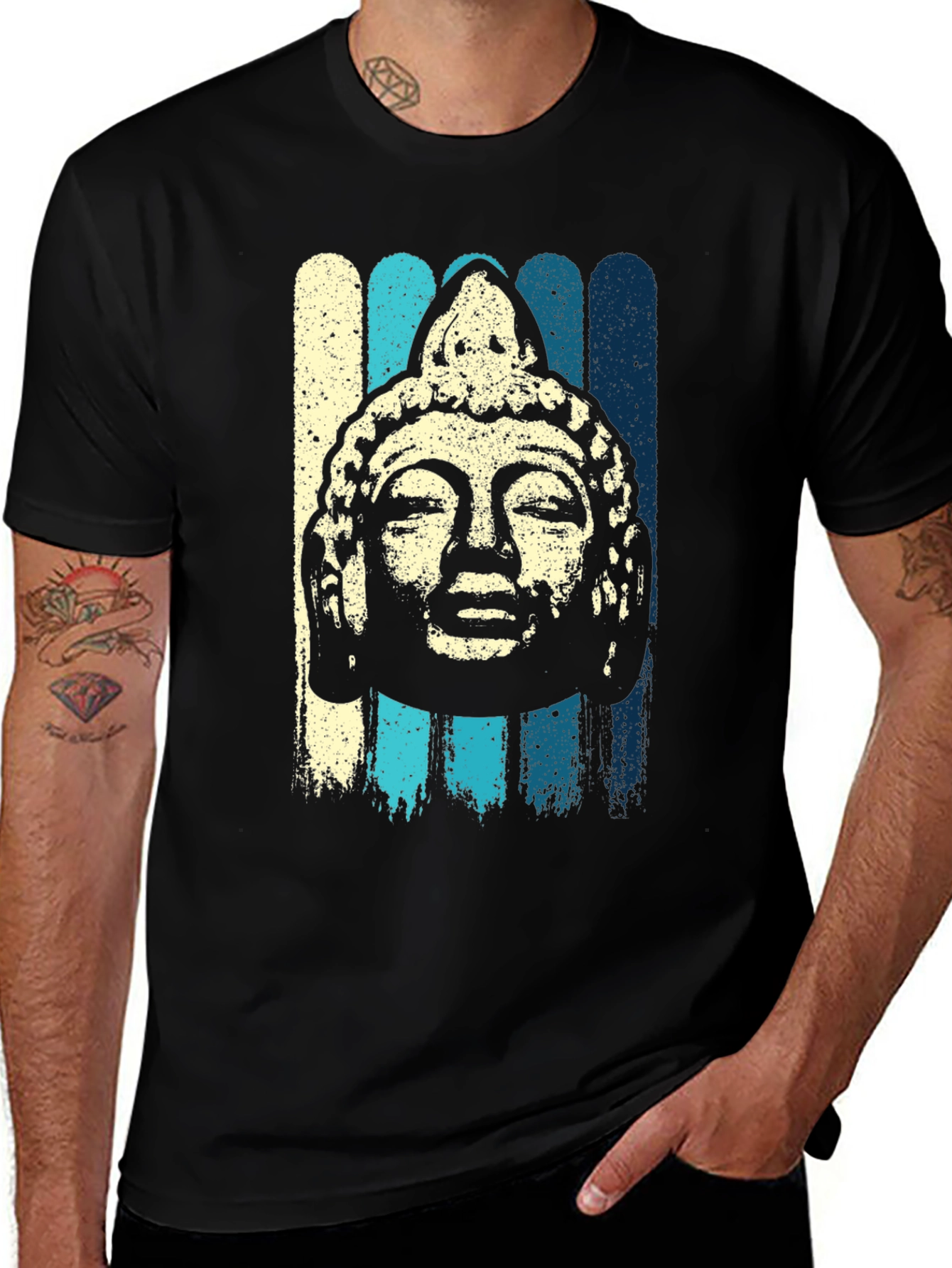 Buddha Head Graphic T-Shirt - Relaxed Fit