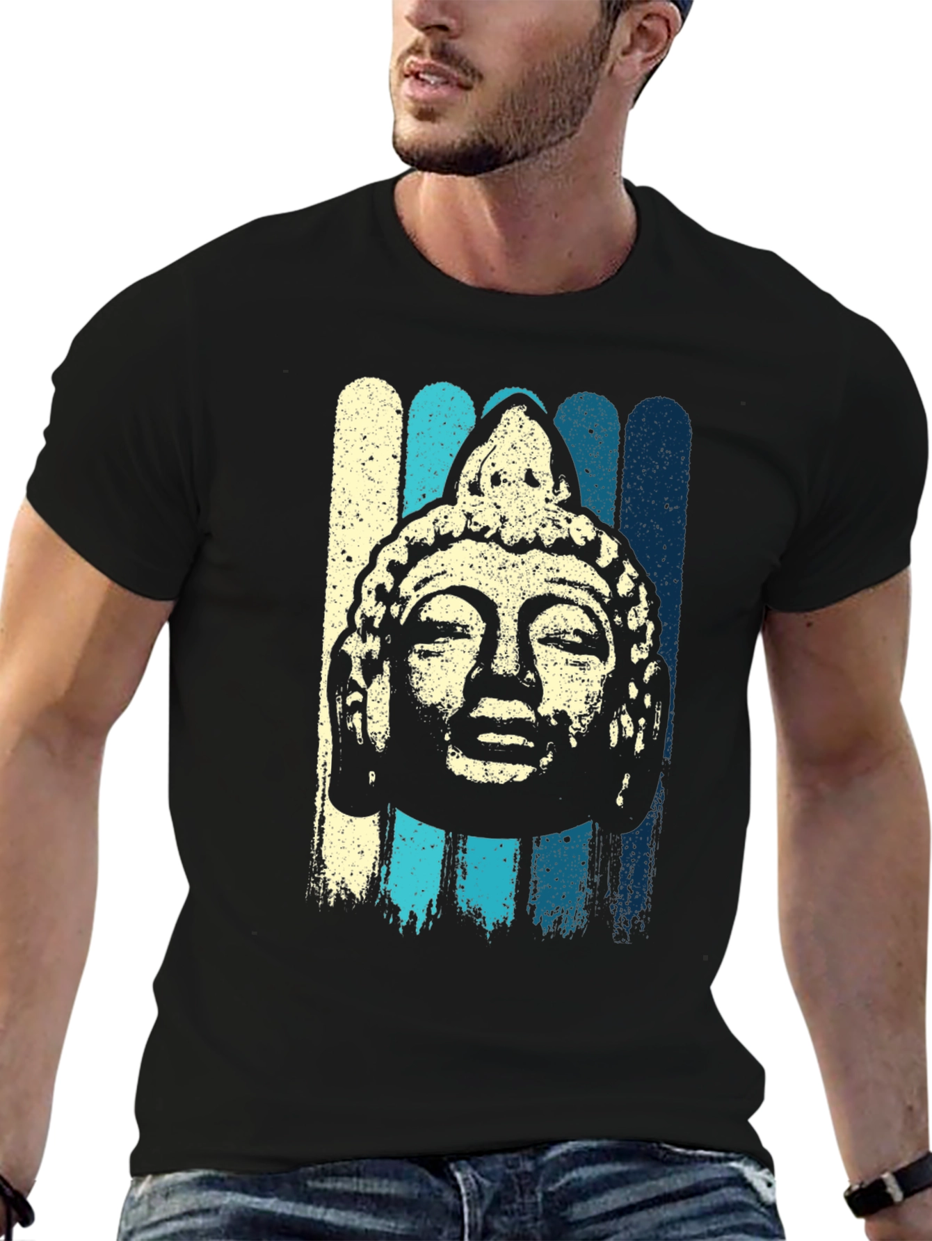 Buddha Head Graphic T-Shirt - Relaxed Fit