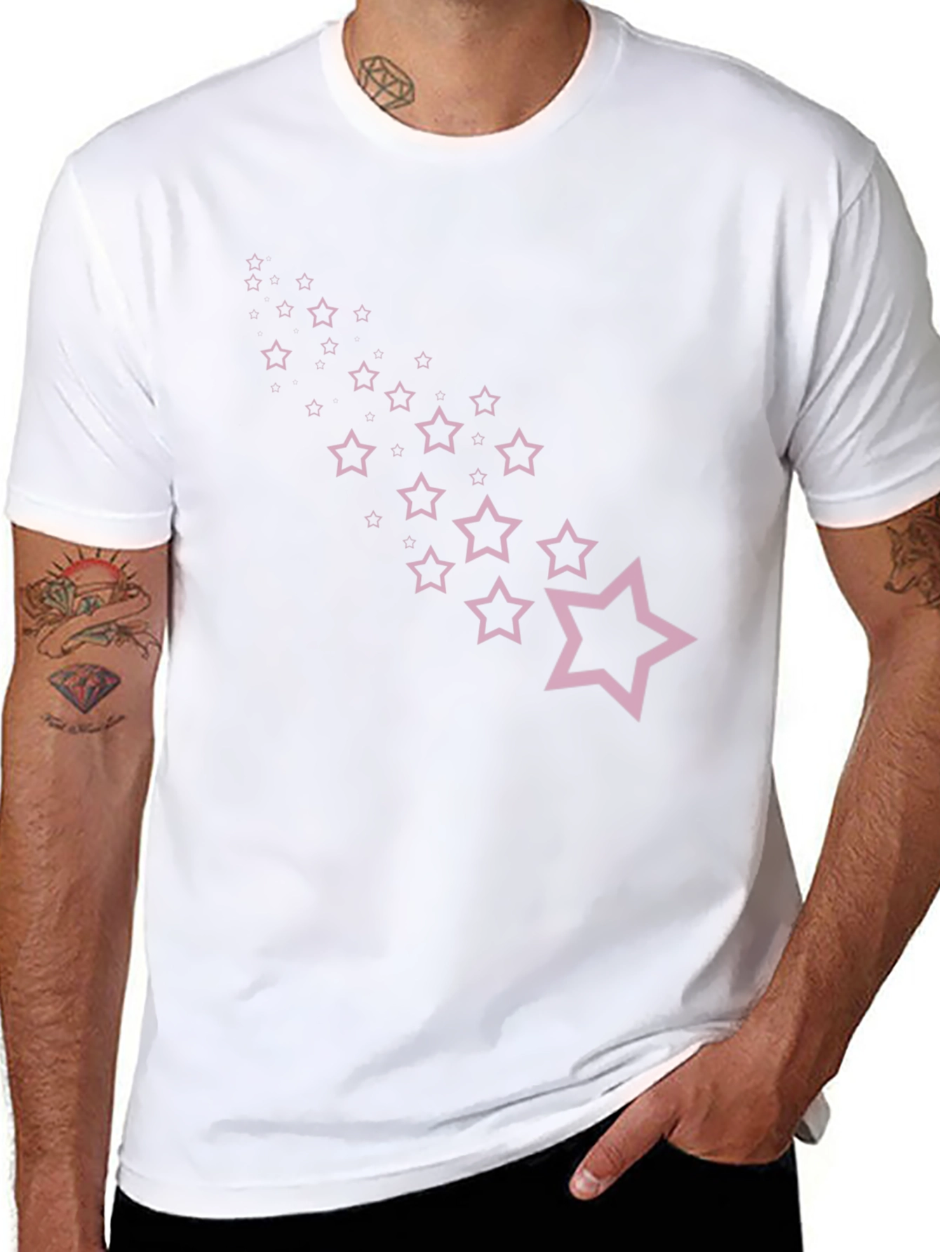 Stylish Black Tee with Star Trail Design
