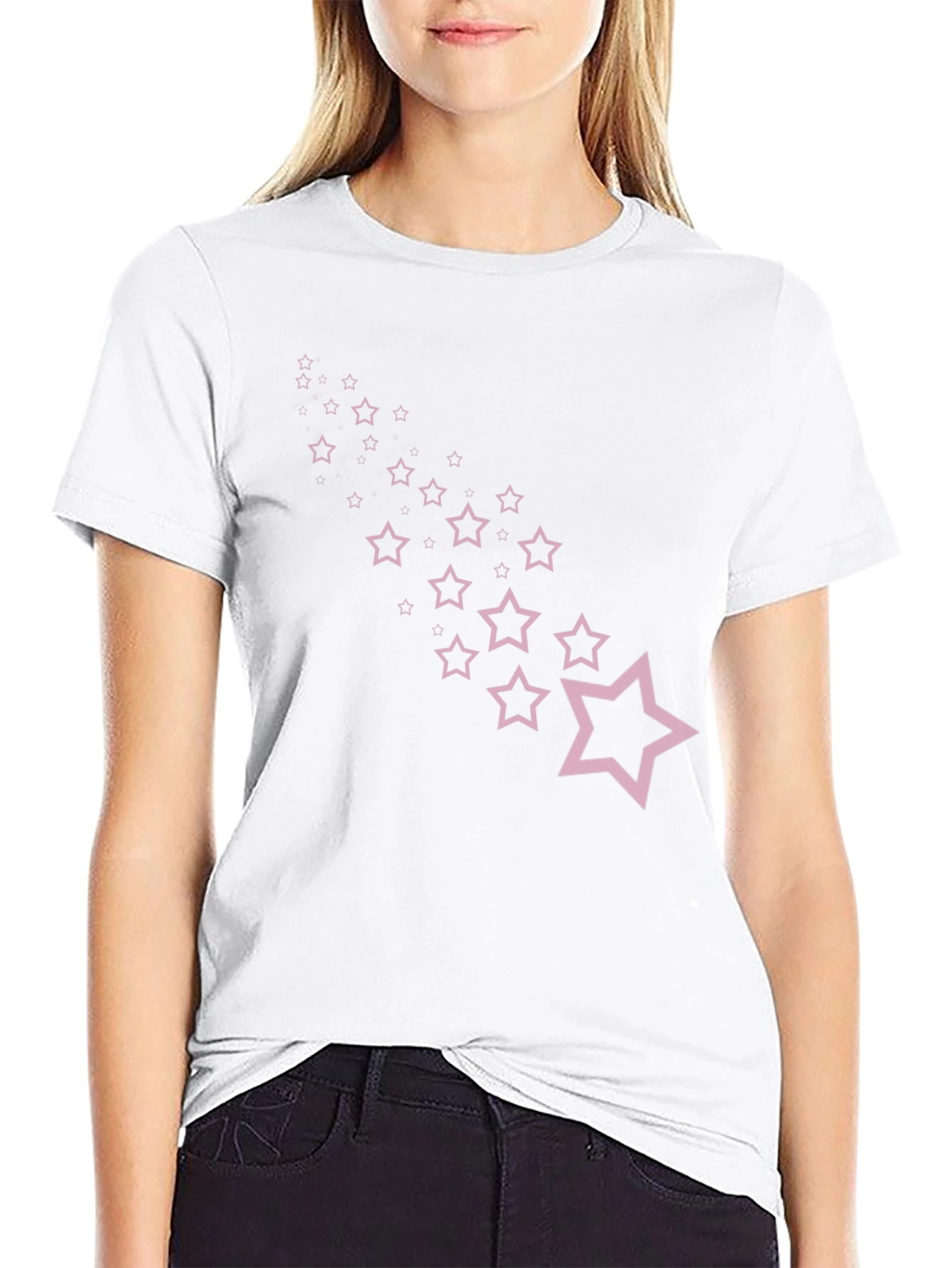 Stylish Black Tee with Star Trail Design
