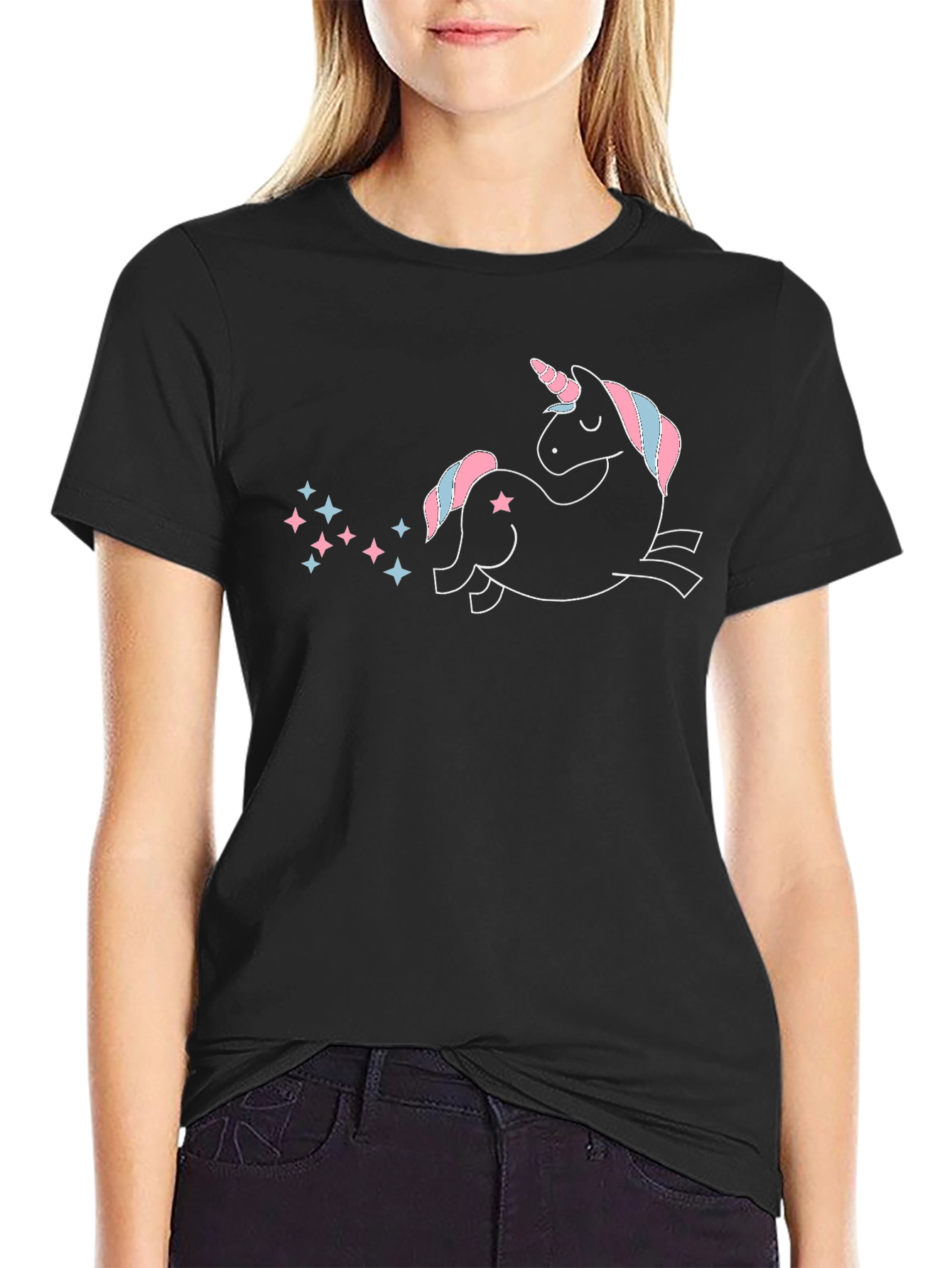 Unicorn Star Trail Black T-Shirt