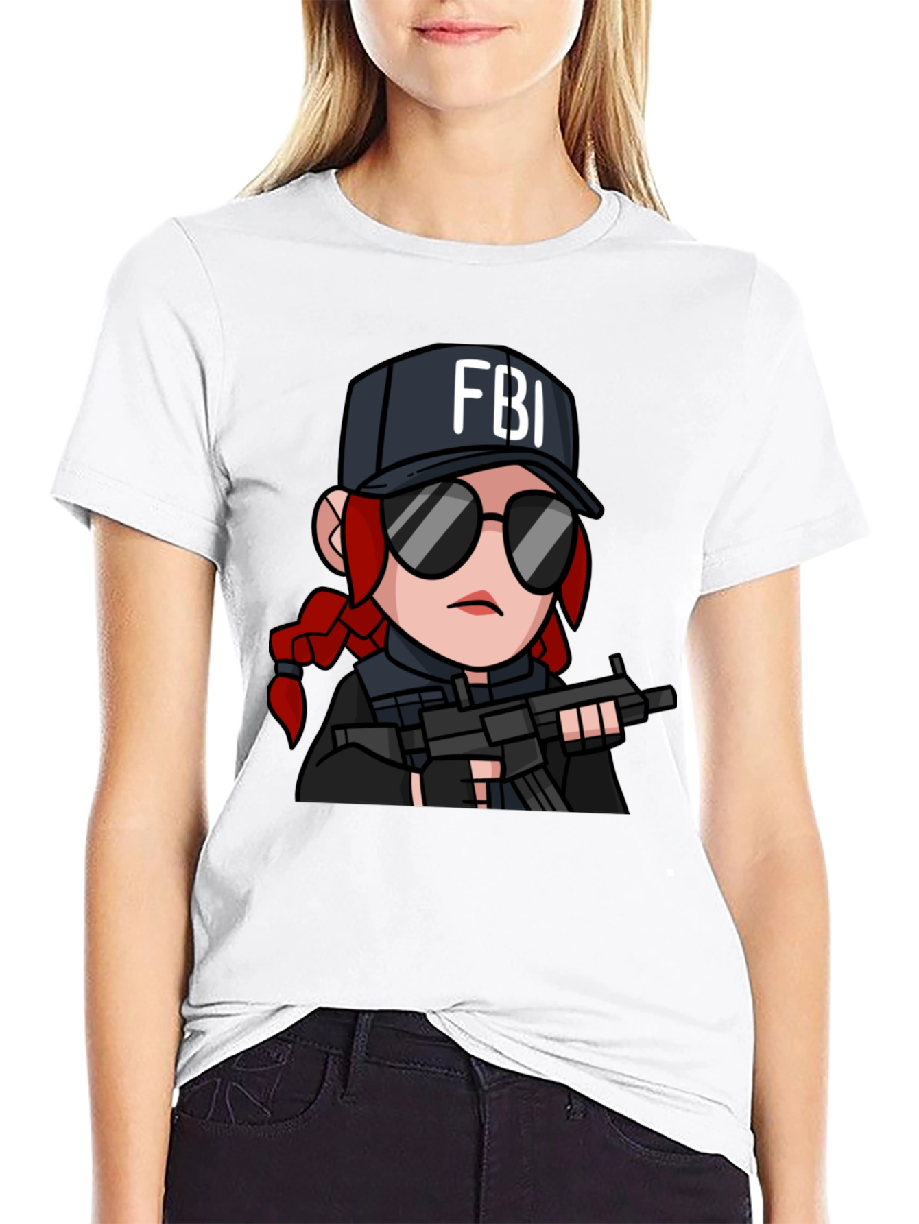 FBI Cartoon Graphic T-Shirt