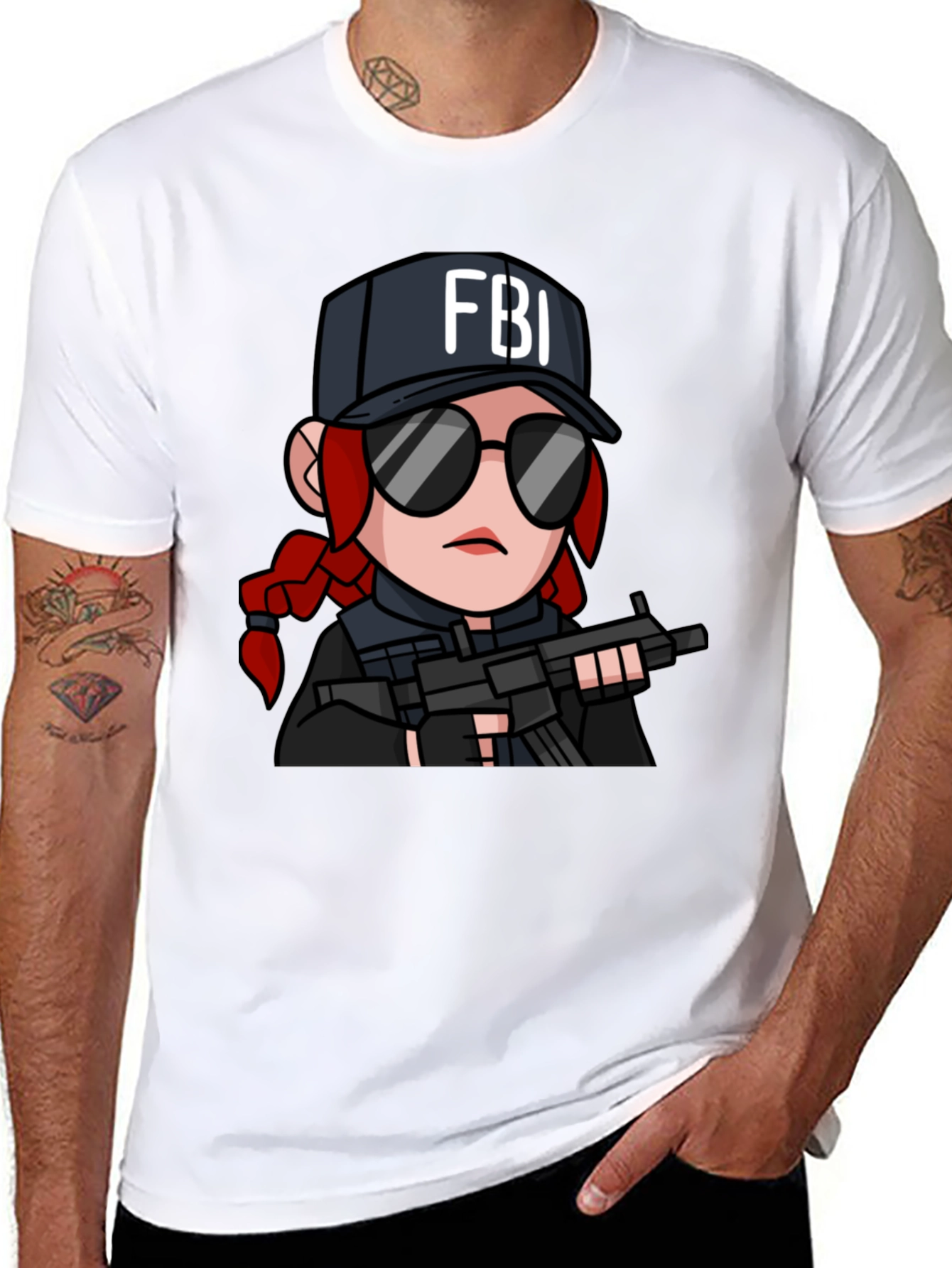 FBI Cartoon Graphic T-Shirt