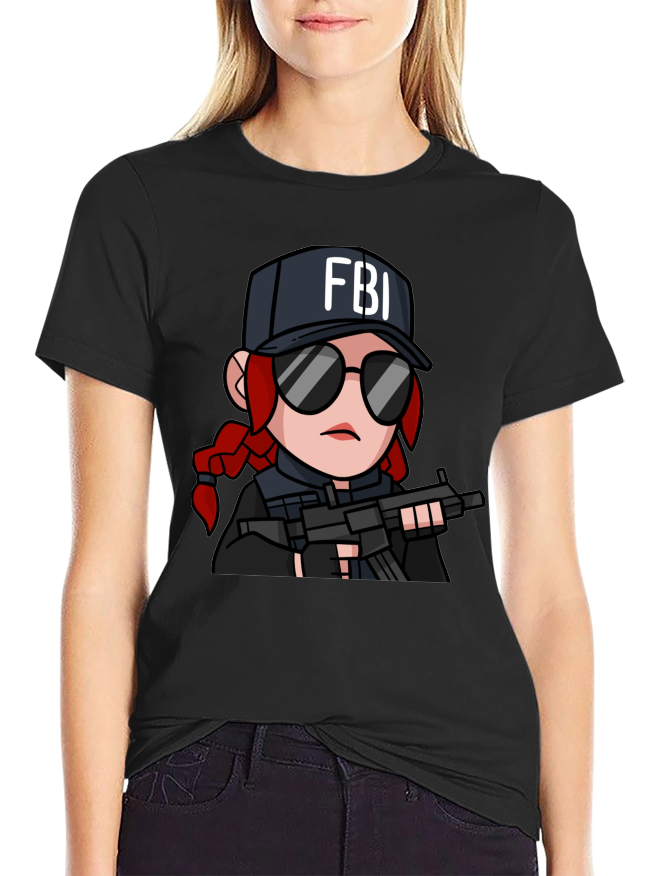 FBI Cartoon Graphic T-Shirt