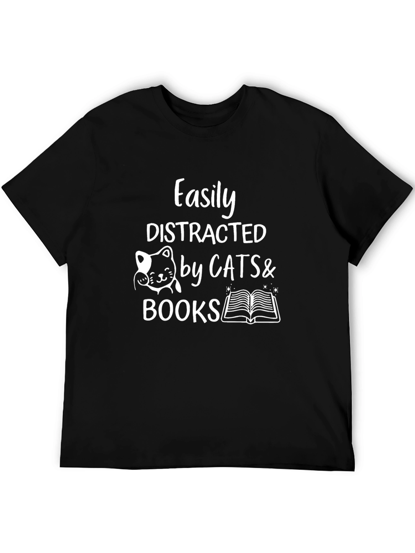 Easily Distracted by Cats and Books T-Shirt