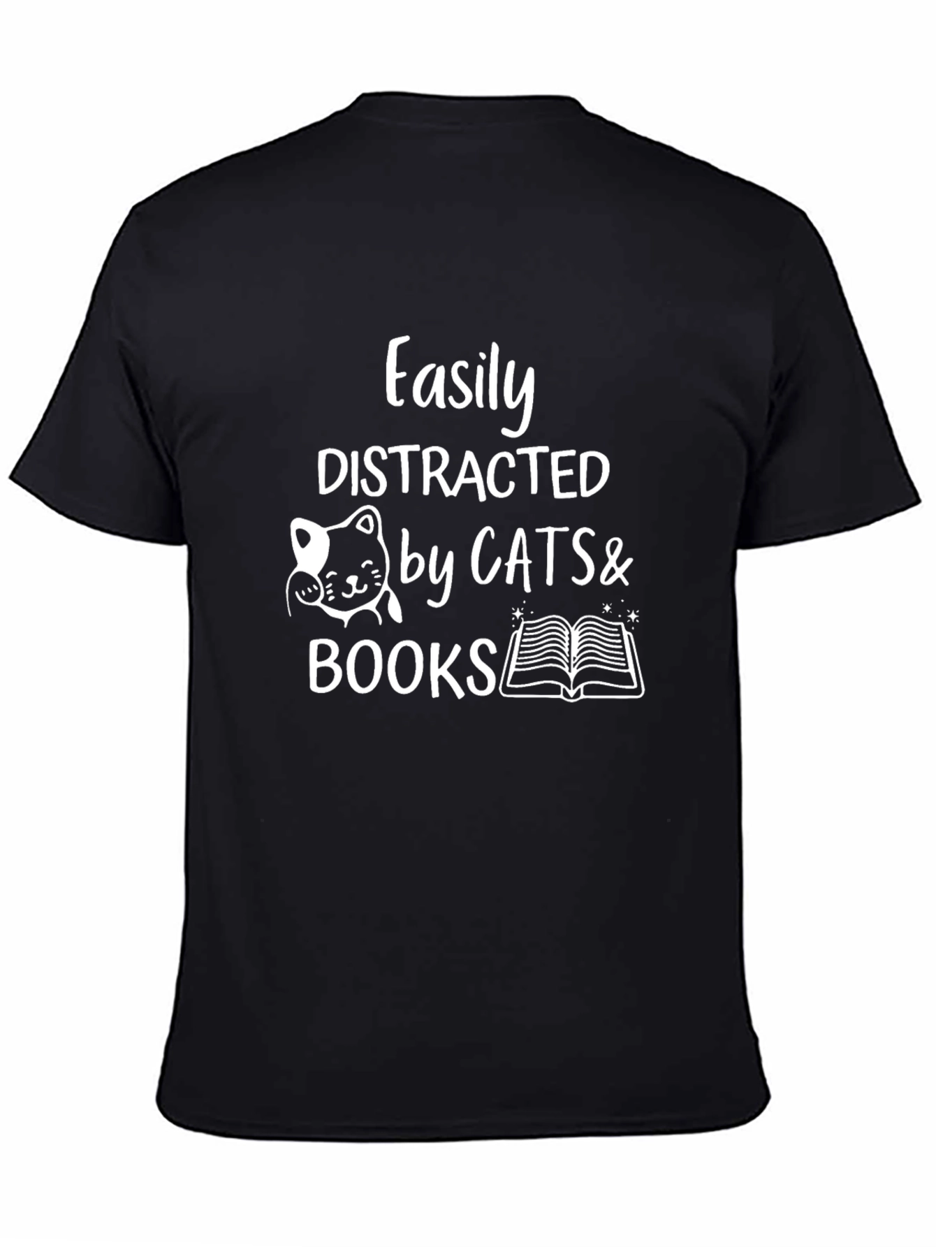 Easily Distracted by Cats and Books T-Shirt