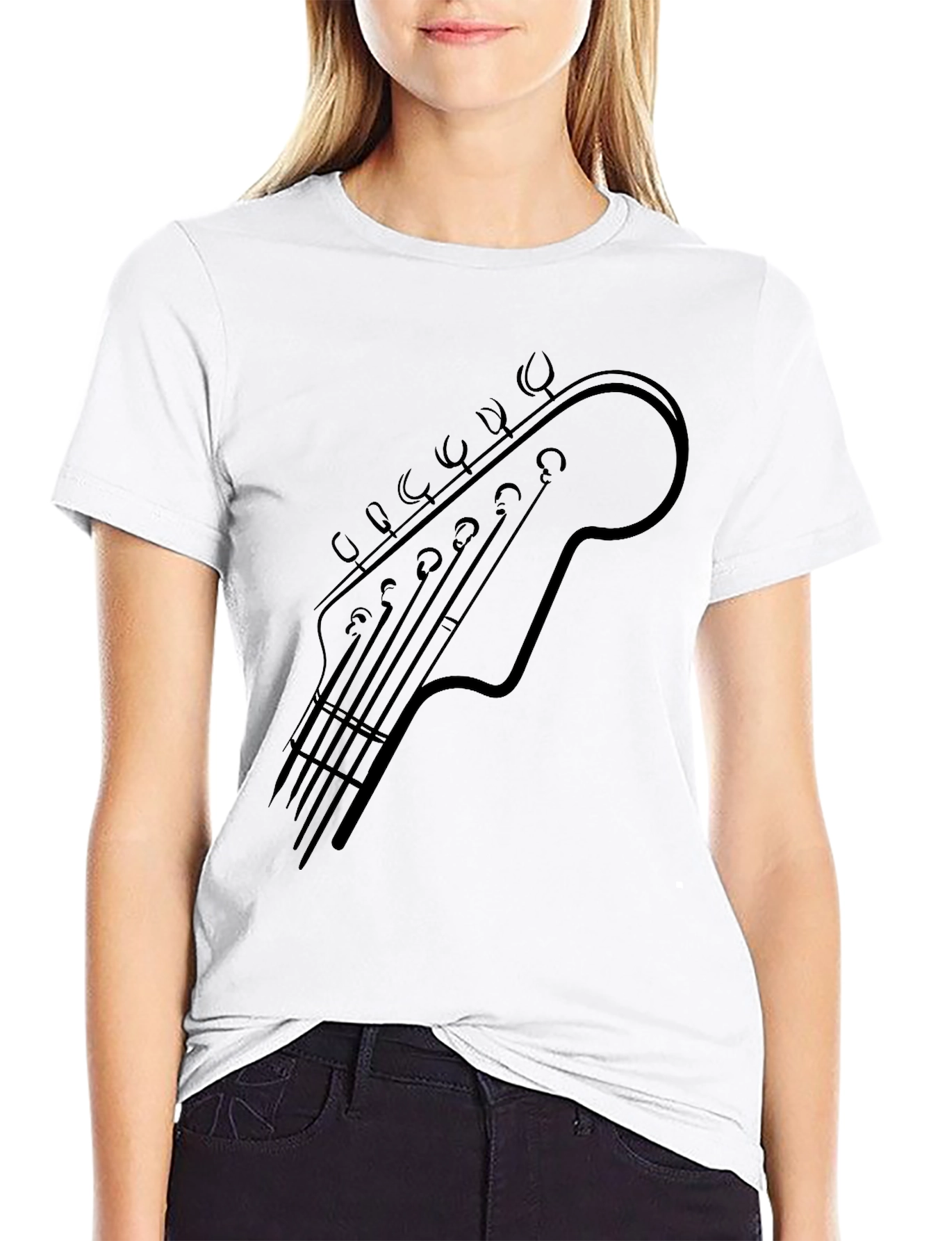 Guitar Headstock Graphic Tee - Musicians Black T-Shirt