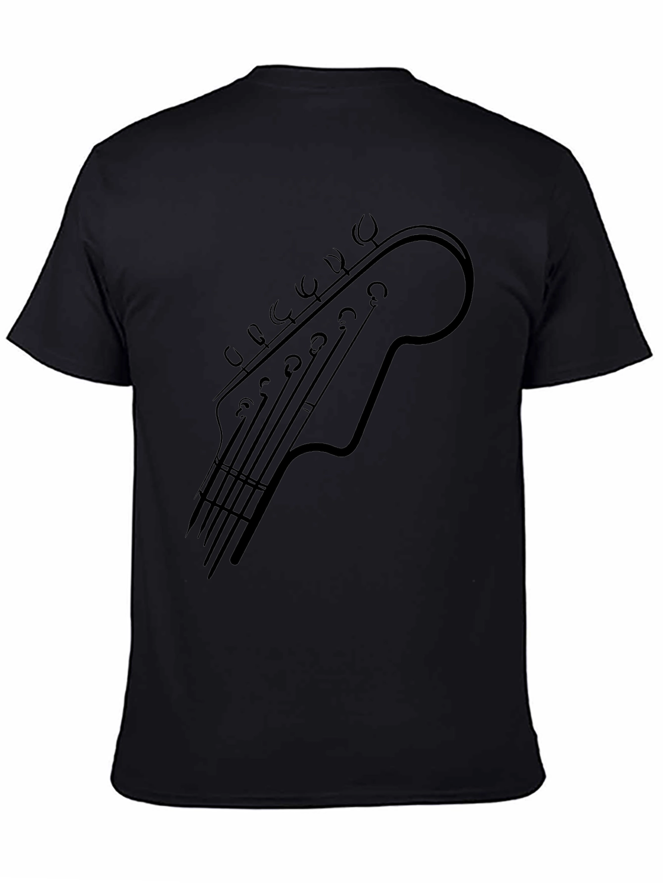 Guitar Headstock Graphic Tee - Musicians Black T-Shirt