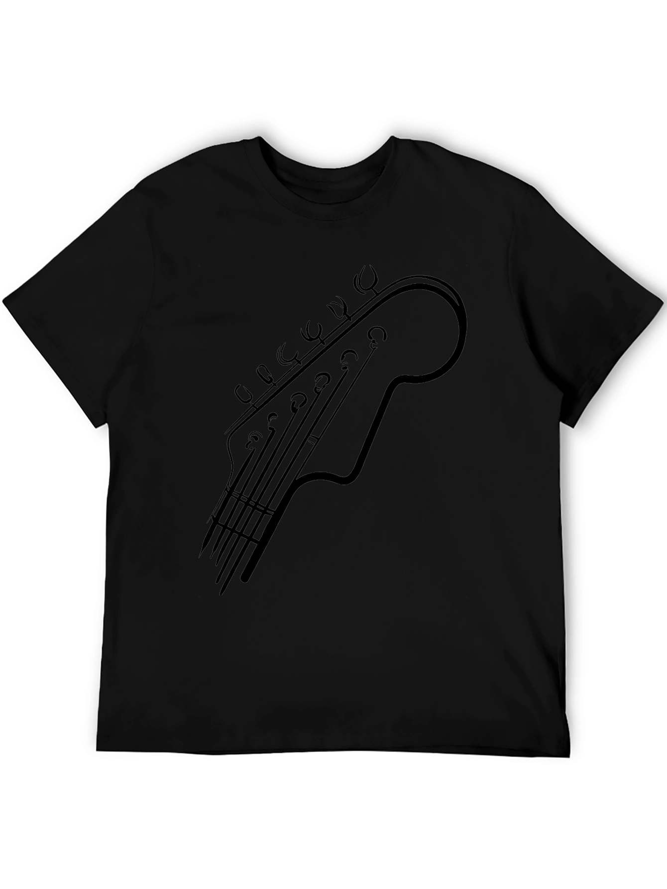 Guitar Headstock Graphic Tee - Musicians Black T-Shirt