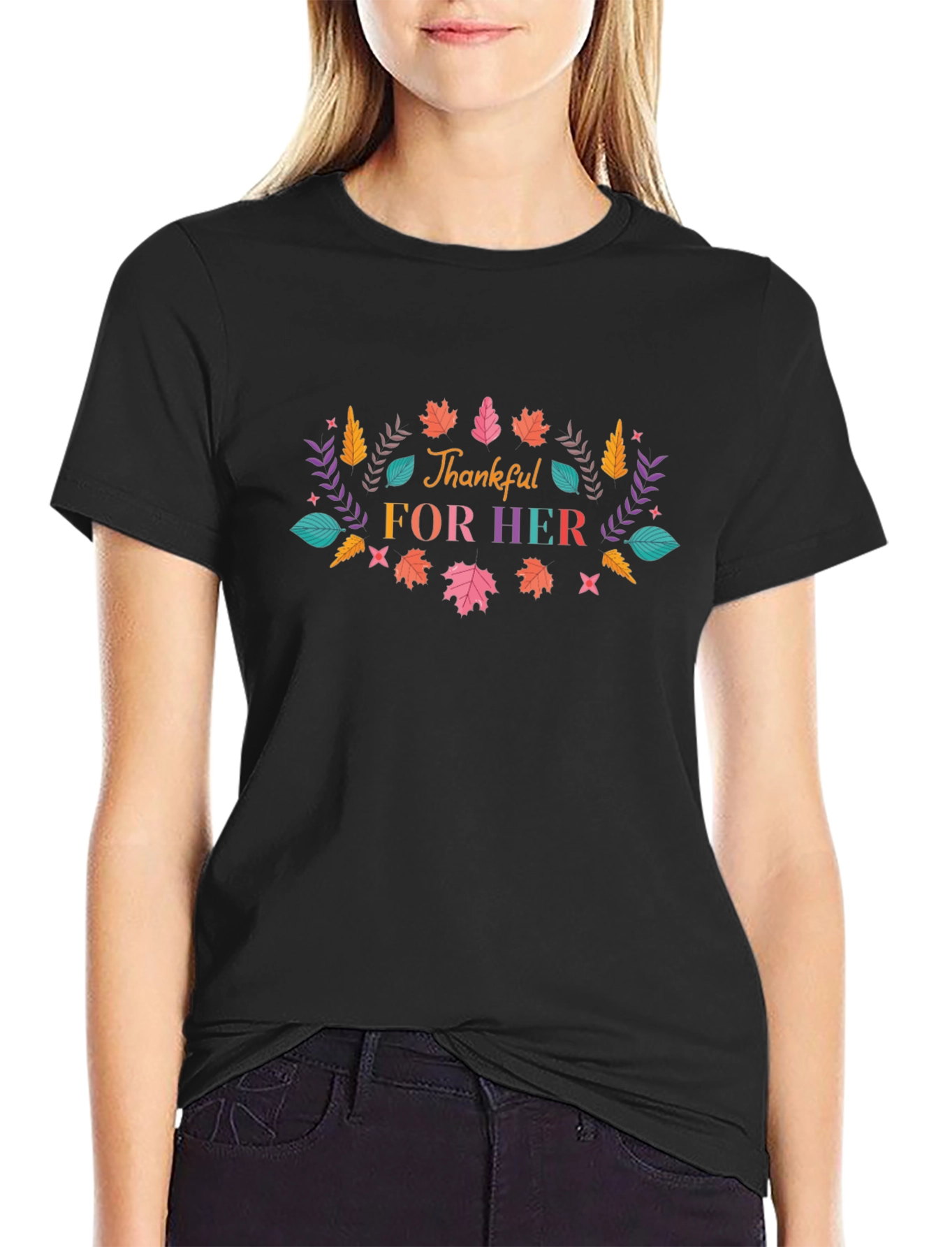 Thankful For Her T-Shirt - Black Casual Tee