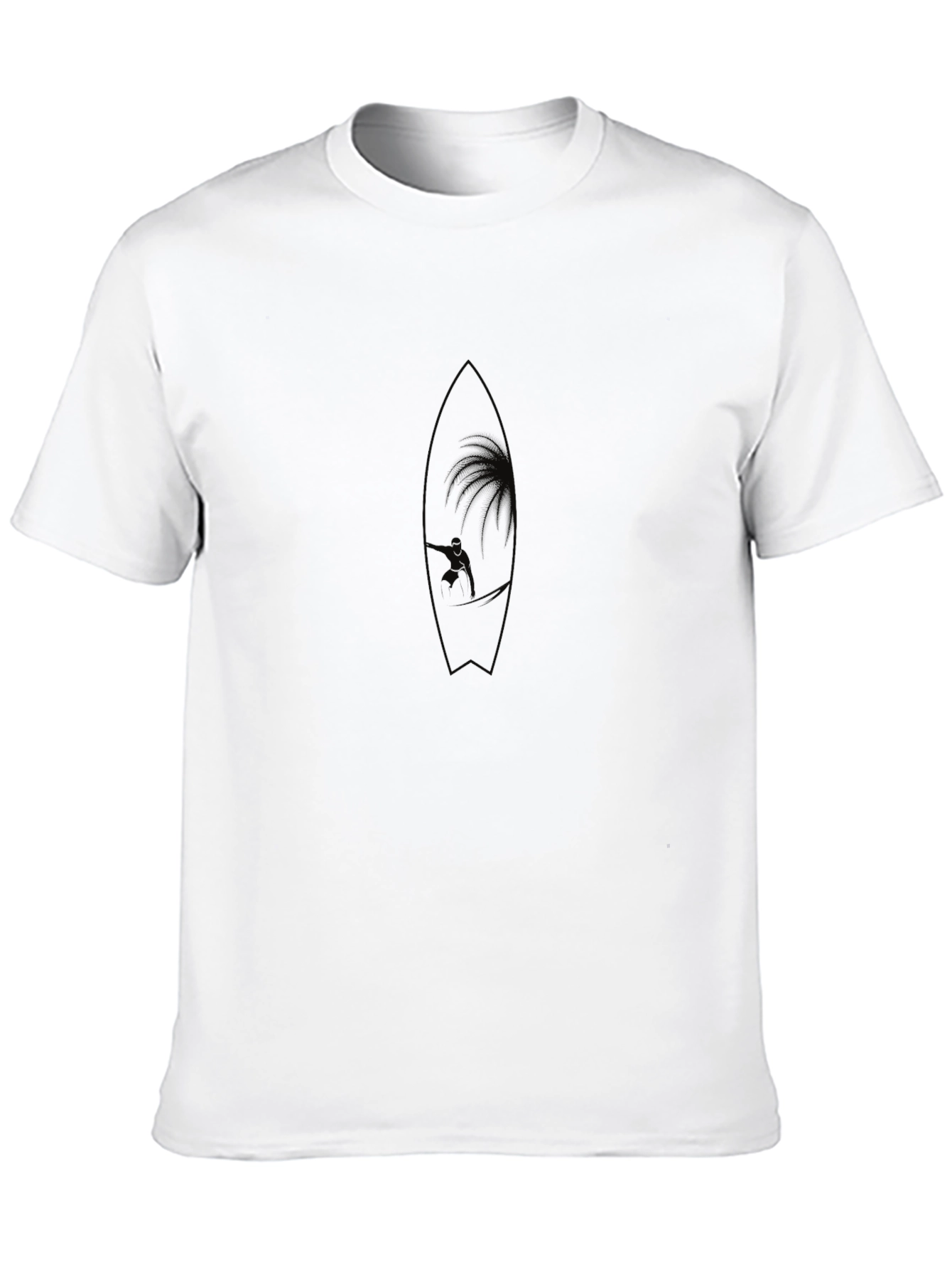 Black Surfboard Graphic Tee - Coastal Vibes