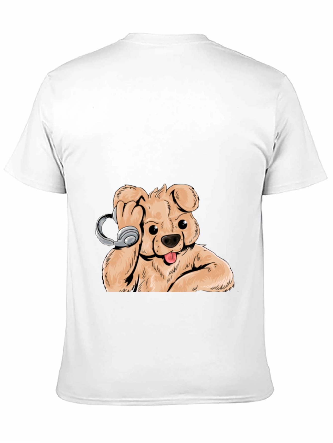 Dog with Headphones Graphic Tee - Cool Black T-Shirt
