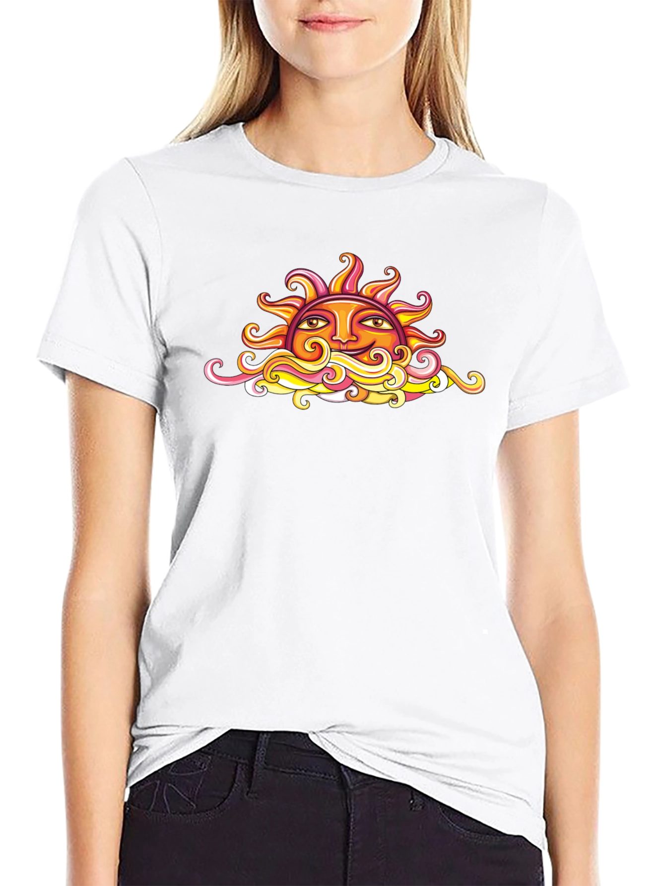 Sun Graphic Black T-Shirt - Artistic Design