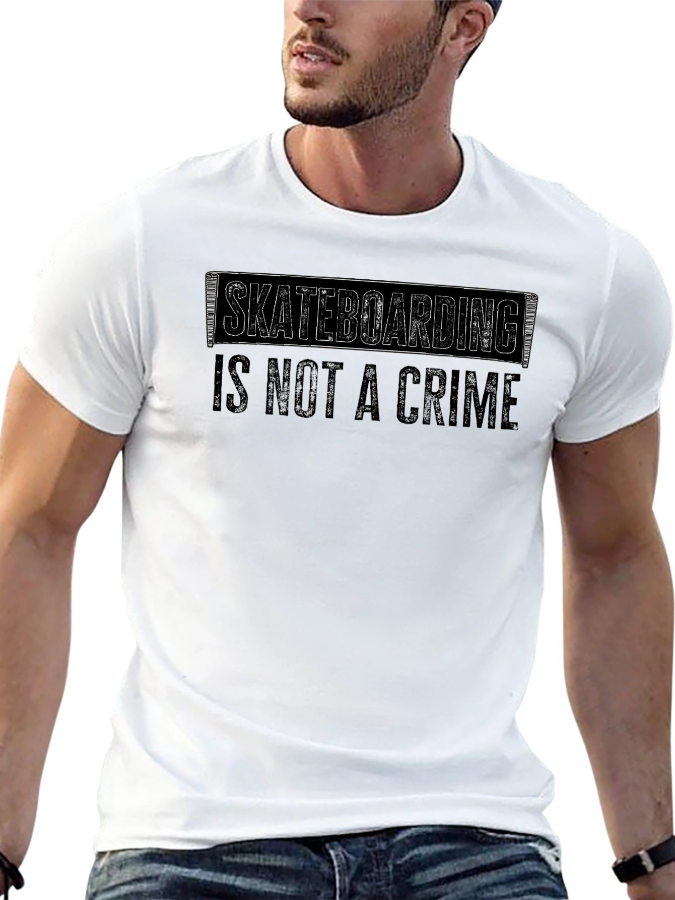 Skateboarding Is Not A Crime Graphic Tee