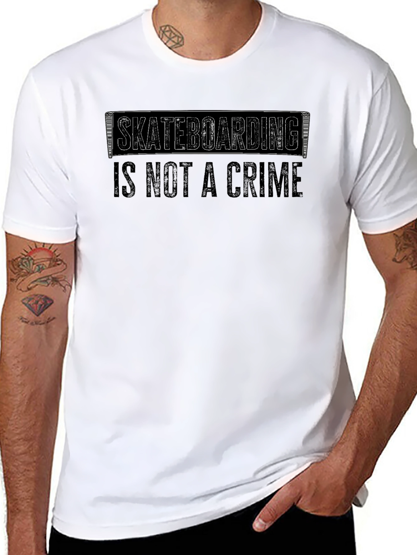 Skateboarding Is Not A Crime Graphic Tee