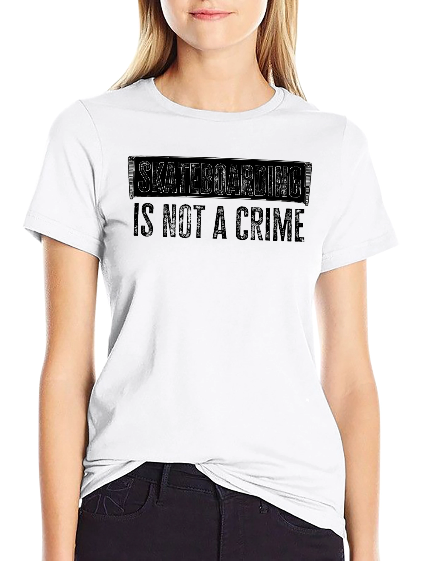 Skateboarding Is Not A Crime Graphic Tee