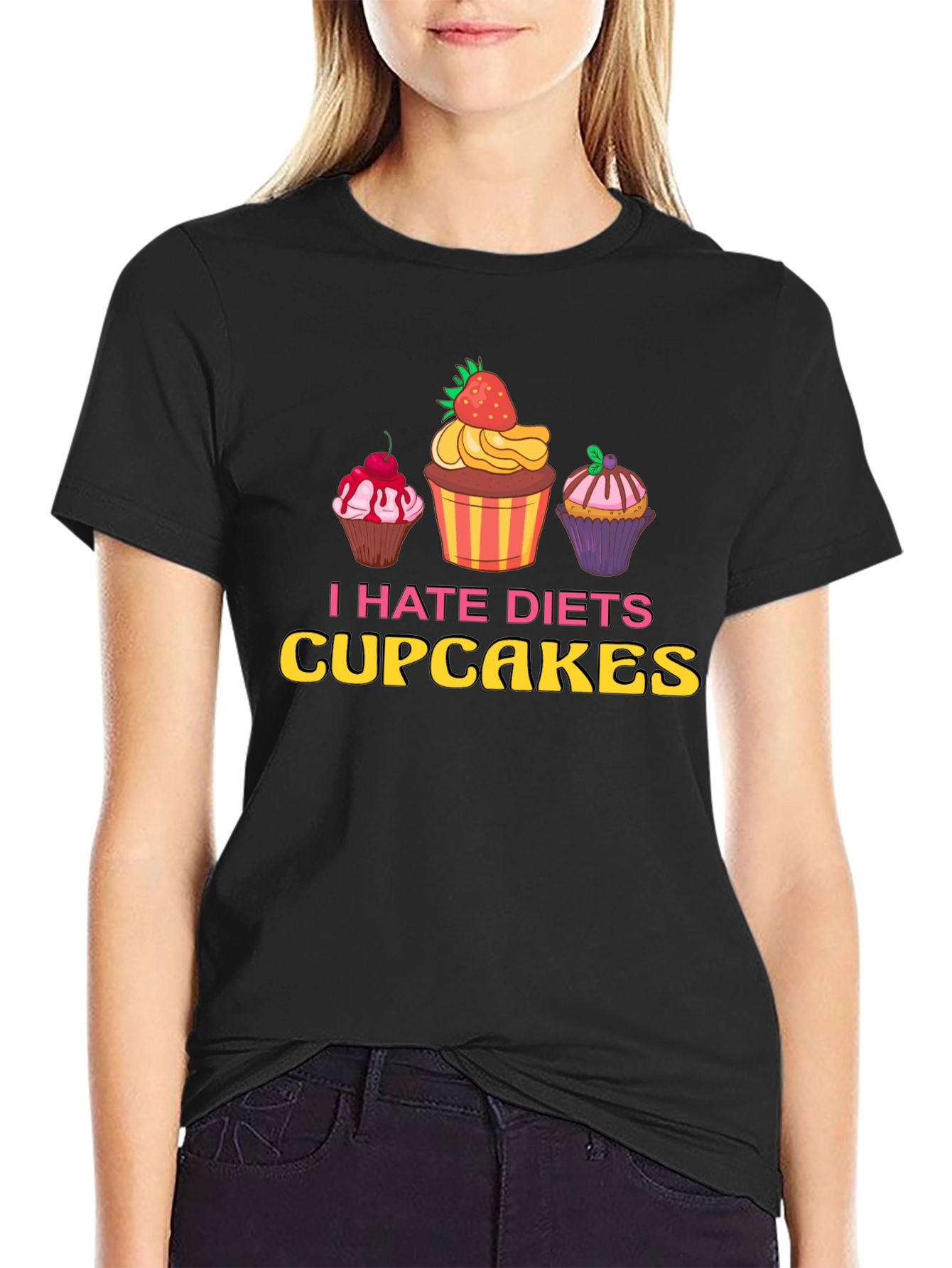 I Hate Diets Cupcakes T-Shirt Funny Dessert Tee